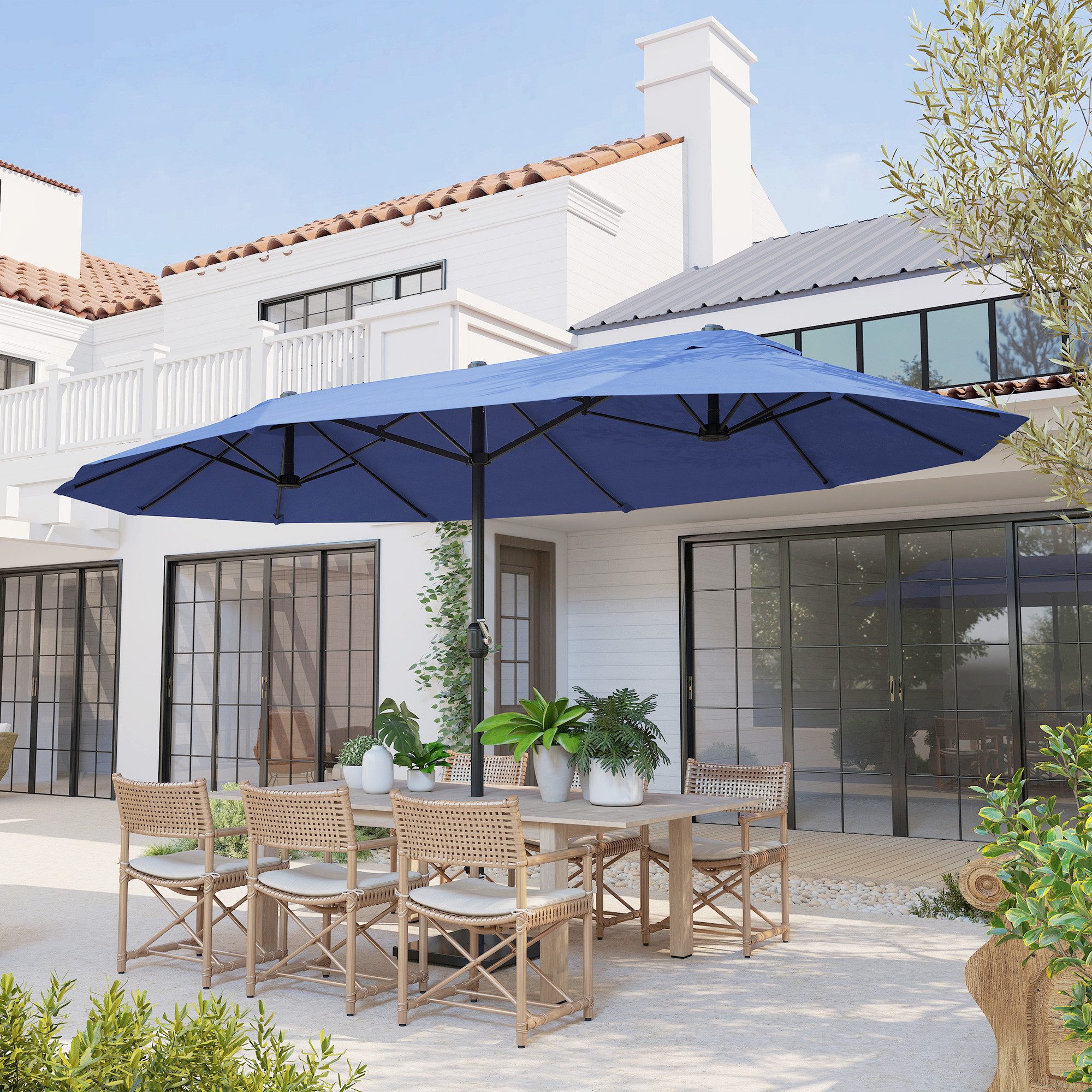 Outsunny Sonnenschirm Doppelsonnenschirm, LxB: 455x265 cm, Sonnenschirm, Gartenschirm, ohne Schirmständer