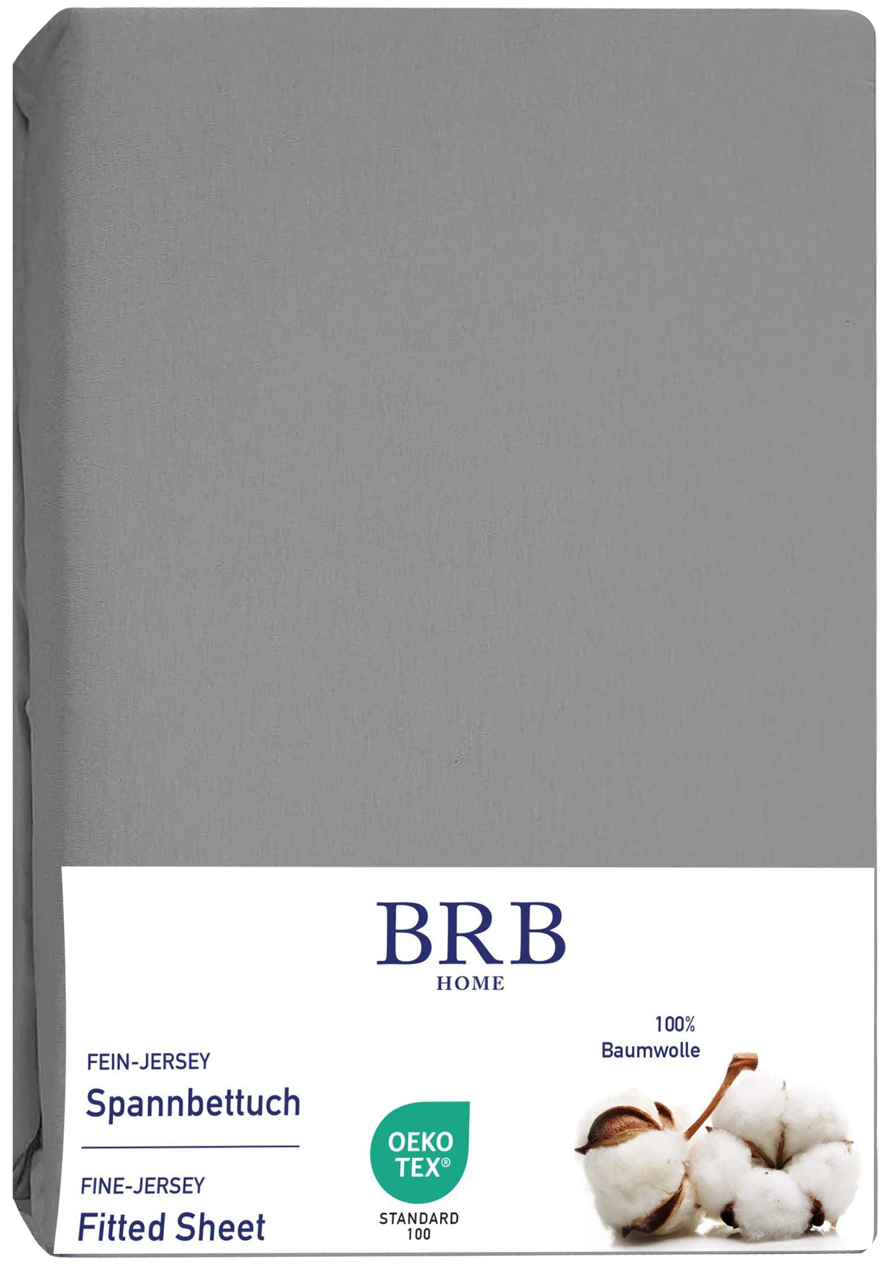 BRB HOME Spannbettlaken Spannbettuch Jersey Baumwolle Bettlaken Betttuch Mo günstig online kaufen