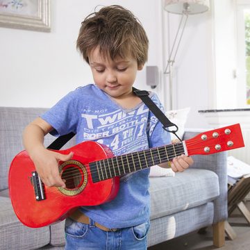 New Classic Toys® Spielzeug-Musikinstrument Gitarre in rot Kindergitarre aus Holz Kinder-Instrument Musikspielzeug