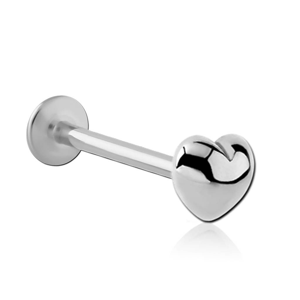 viva-adorno Piercing-Set 1,0mm Labret Lippen Tragus Helix Cartilage Piercing Stecker Herz, Knorpel Piercing