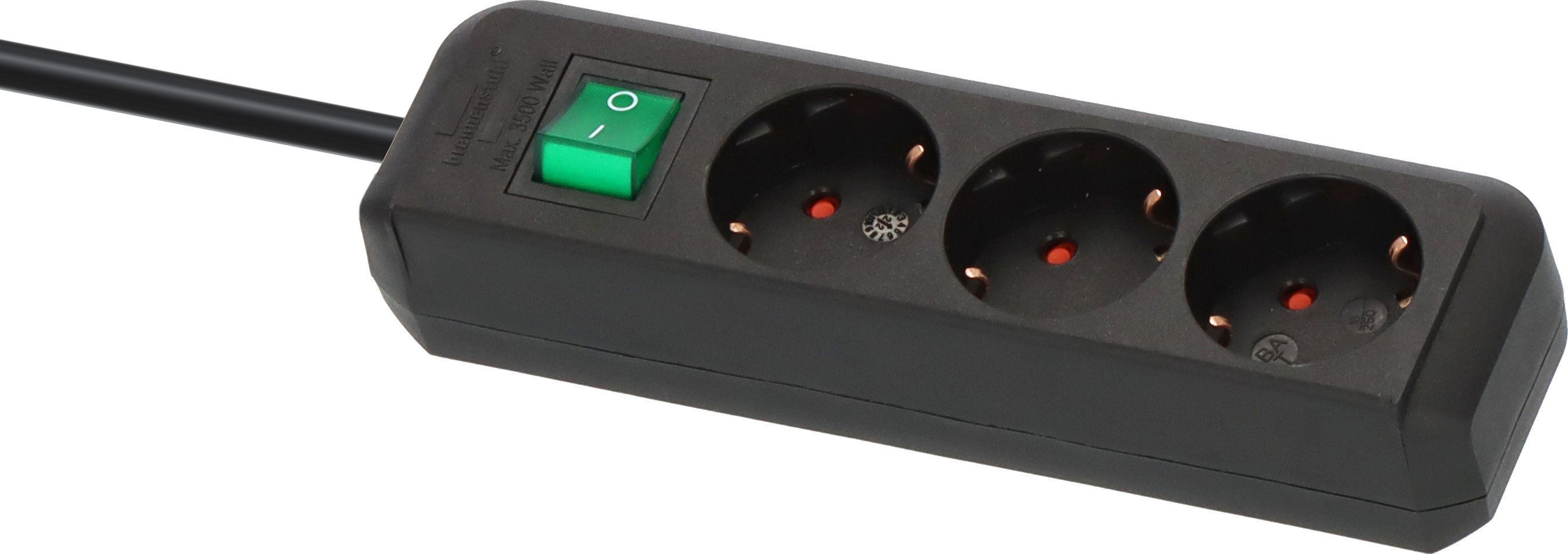 Brennenstuhl Eco-Line Steckdosenleiste 3-fach (Kabellänge m), 5 und erhöhtem Berührungsschutz mit Schalter