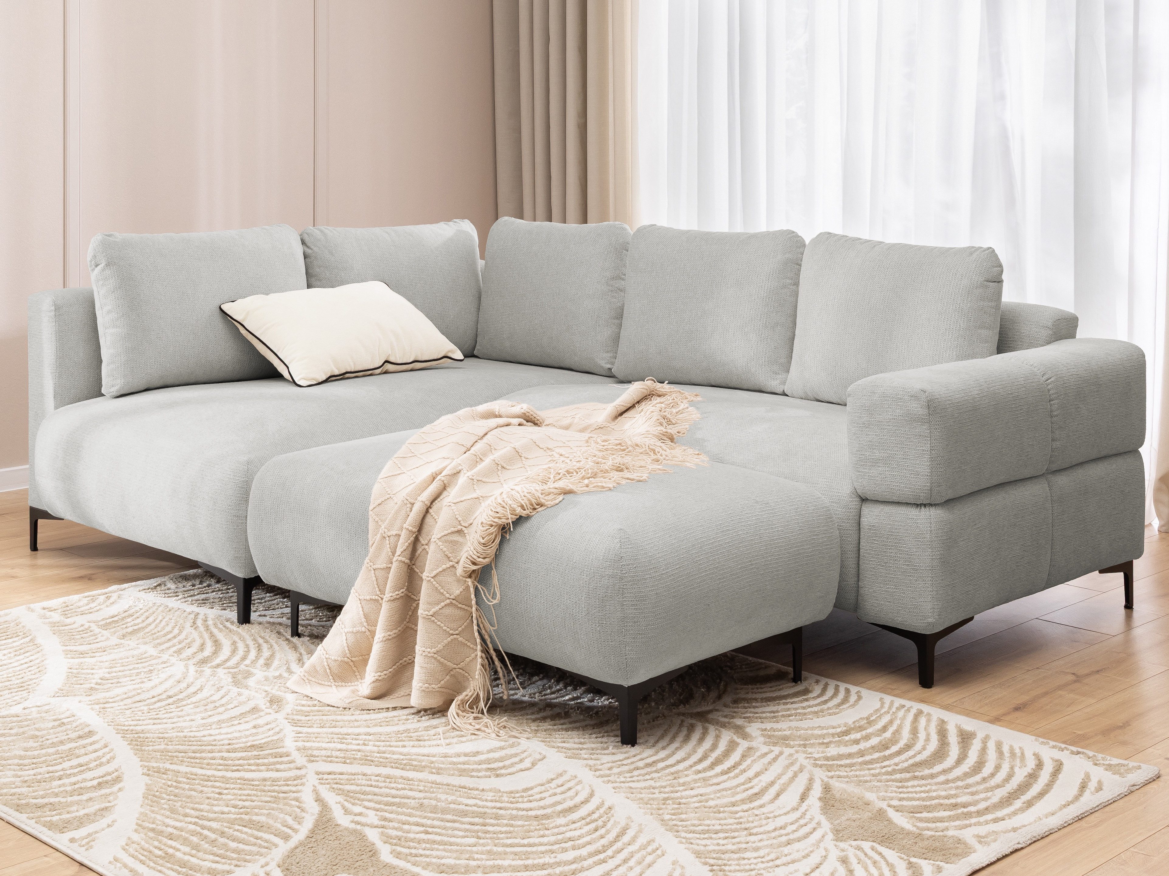 S-Style Möbel Polsterhocker Cardea in Bubble-Optik aus weichem Strukturstoff mit hohem Sitzkomfort