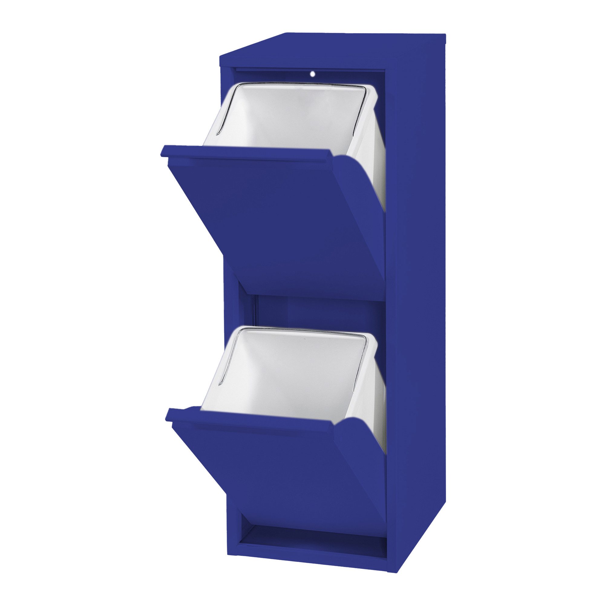 en.casa Mülltrennsystem, »Sollentuna« mit 2 Kippfächern Metall 2 x 14 L Eimer Nachtblau