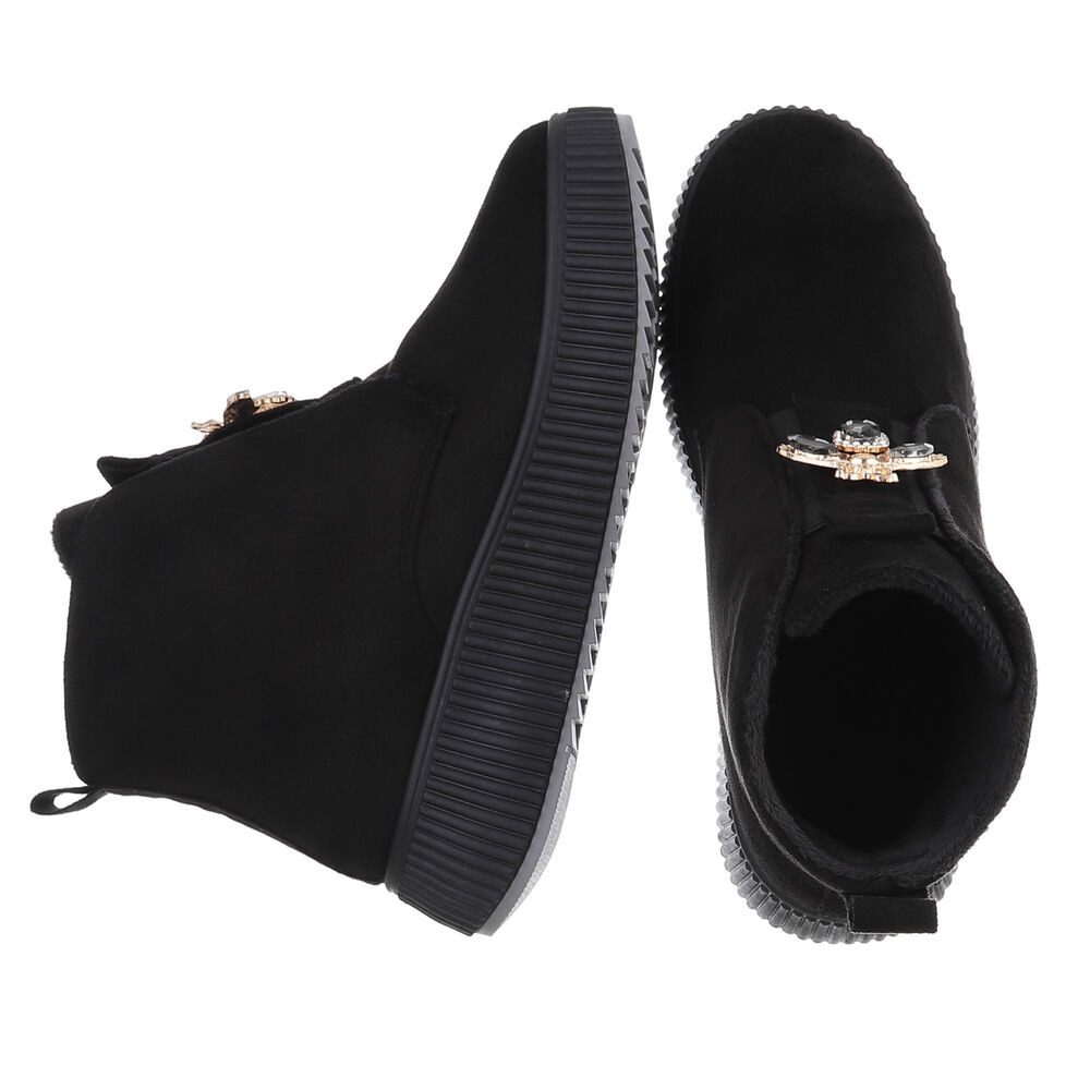 Ital-Design Elegante Damen Plateau-Stiefeletten mit Dekorativem Detail Plateaustiefelette (90457988) Keilabsatz/Wedge Stiefeletten in Schwarz