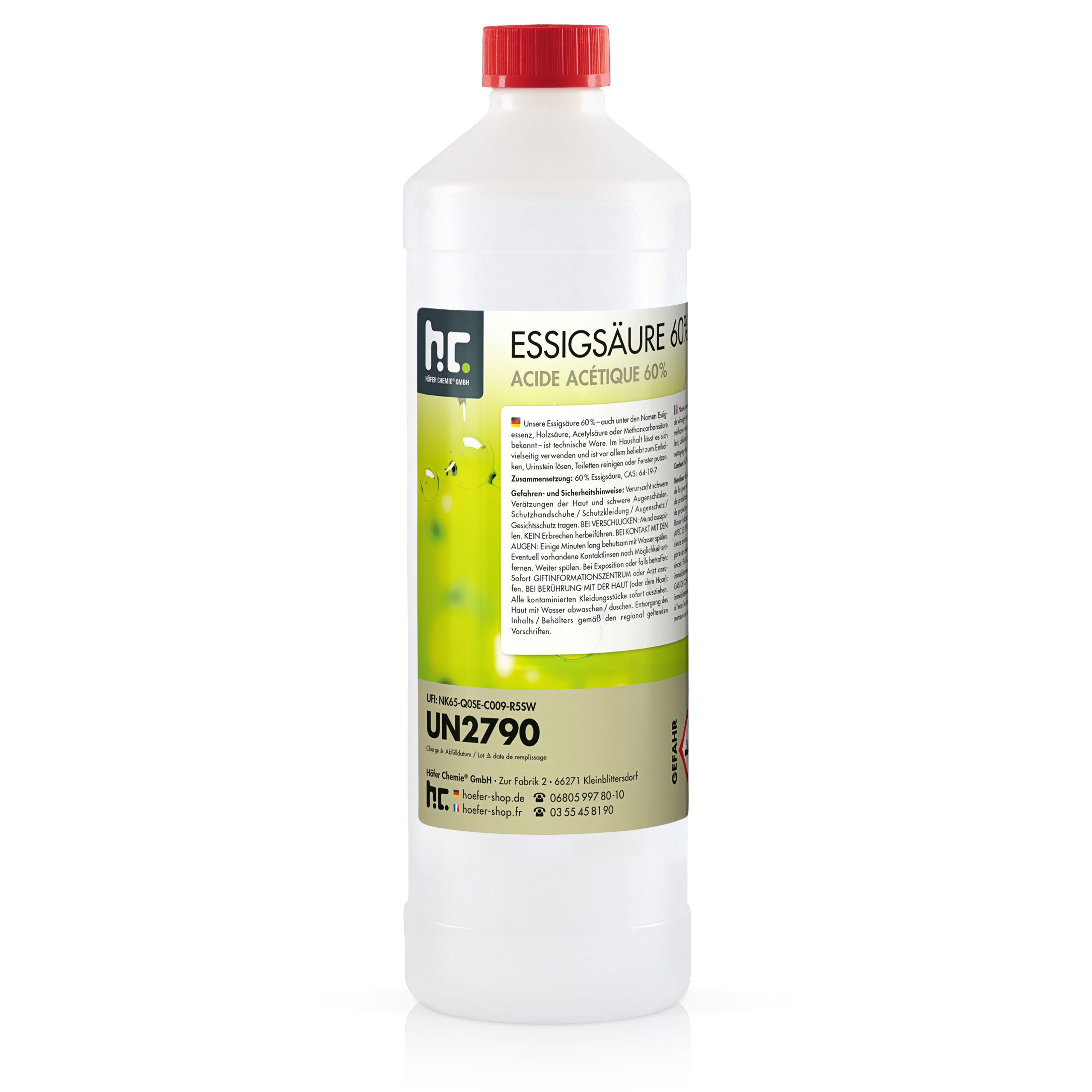 Höfer Chemie GmbH 1 Liter Essigsäure 60% in Flaschen Grundreiniger