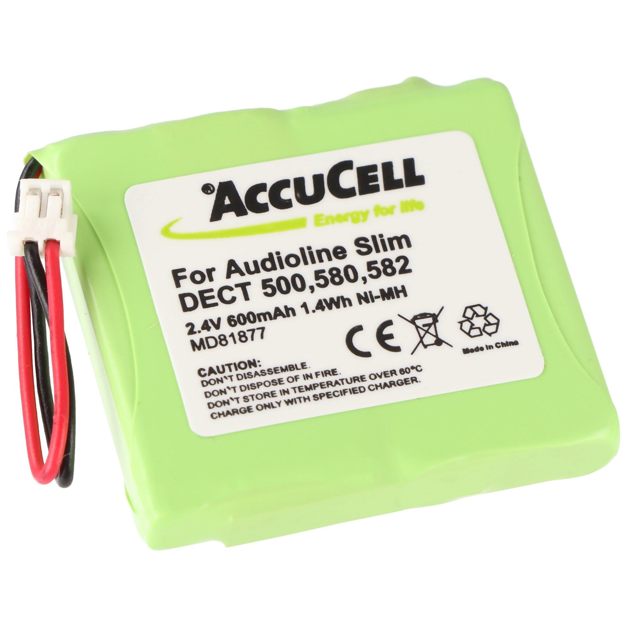 AccuCell Akku passend für MEDION MD81877, (2,4 V) mAh 500, S63006 Akku Audioline Slim 600