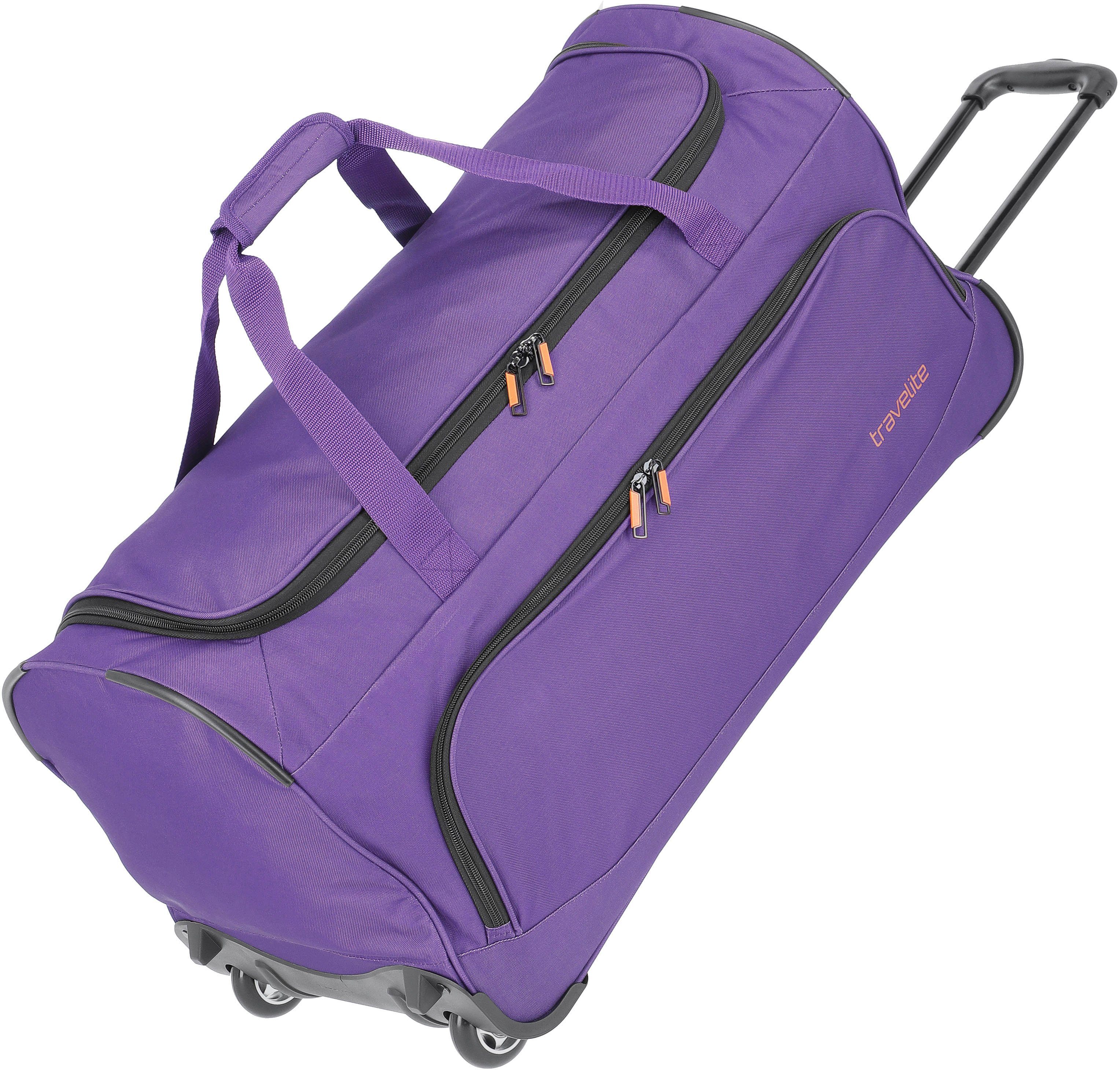 travelite Reisetasche Basics Fresh, 71 cm, schwarz, Duffle Bag Reisegepäck Reisebag mit Rollen