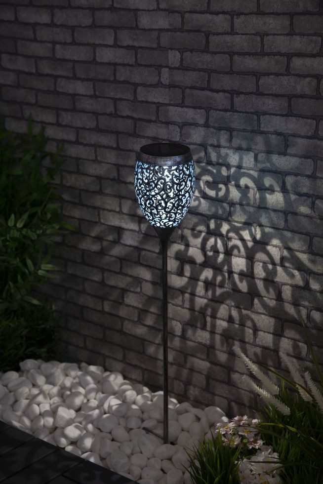Trend Line LED Gartenfackel TrendLine LED Solarfackel Ornament 75,5 cm silber