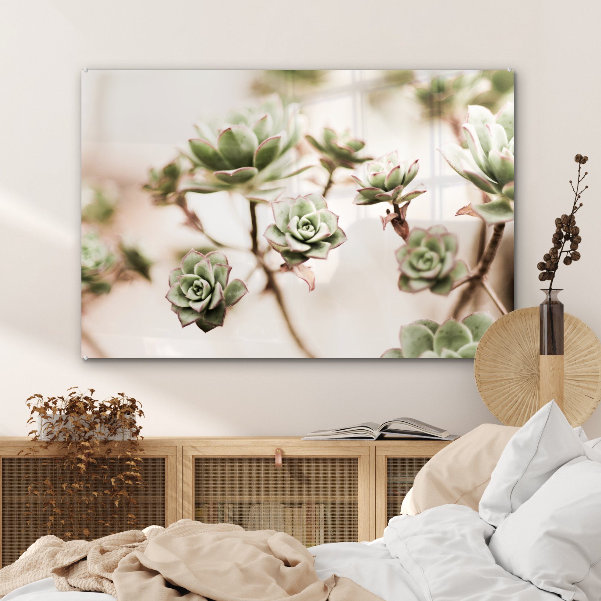 (1 St), MuchoWow Acrylglasbild Acrylglasbilder & Schlafzimmer Blumen Zweige, Wohnzimmer - Vetplant -