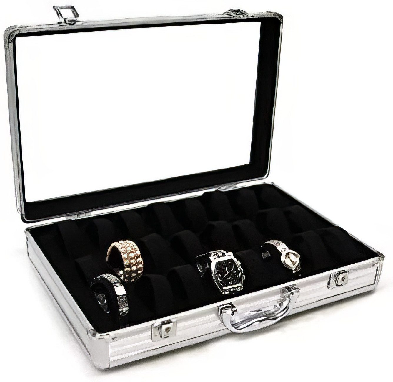 Yudu Uhrenbox Uhrenkoffer Schaukasten für 24 Uhren Armbände