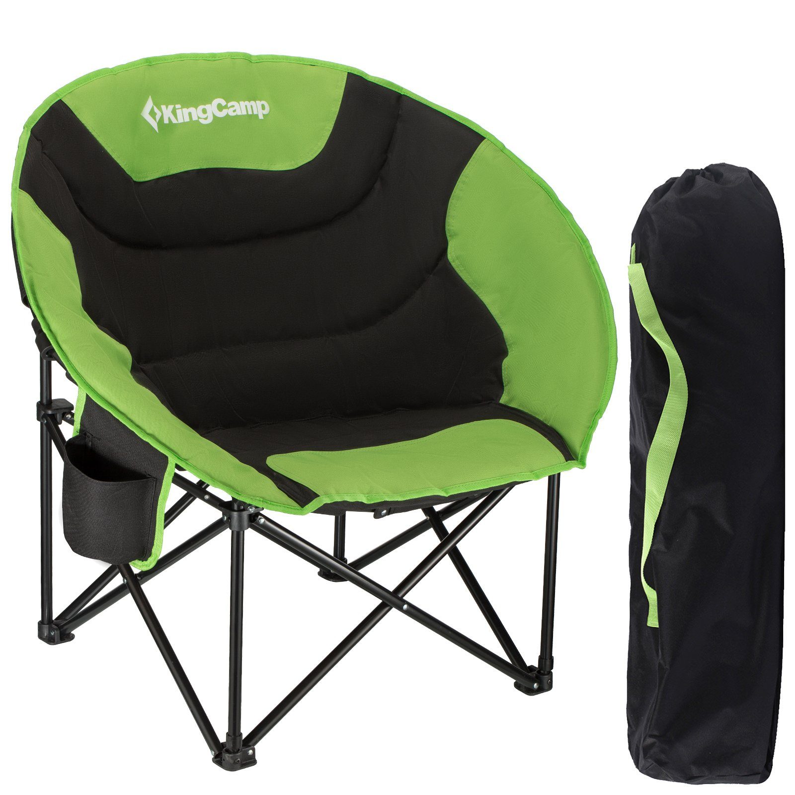 Campingstuhl Outdoor Falt kg Angel Garten MoonChair Black/Green L Sessel 120 Klapp Camping Stuhl, KingCamp