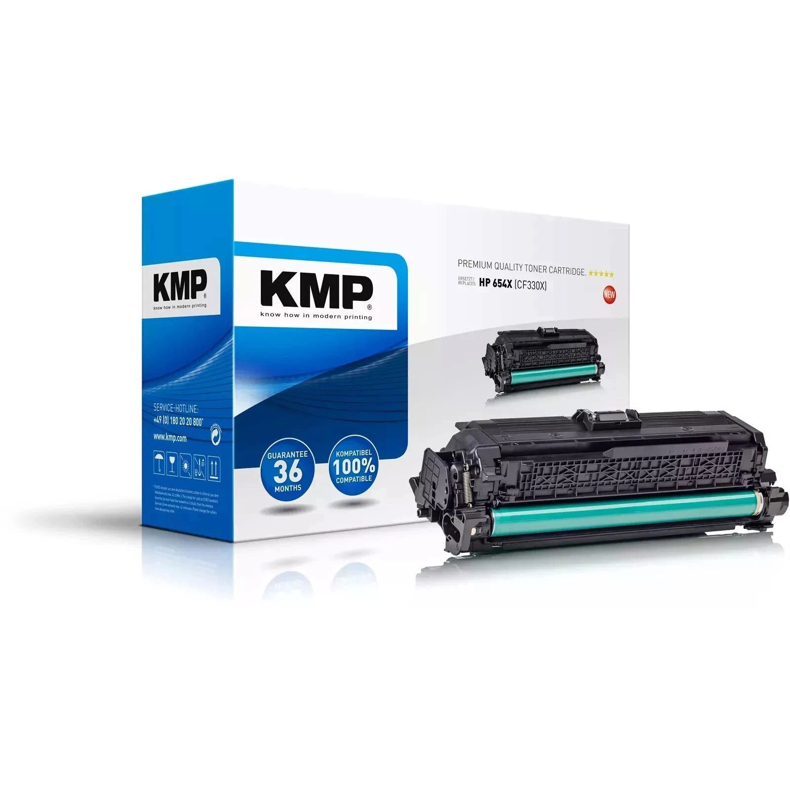 KMP Tonerkartusche H-T203 654X CF330X Schwarz für LaserJet M650 M651 MFP M680, (Einzelartikel, 1-St., kompatible wiederaufbereitete Kartusche), 20.500 Seiten bei 5 % Deckung, ISO/IEC 19798, 36 Monate Garantie