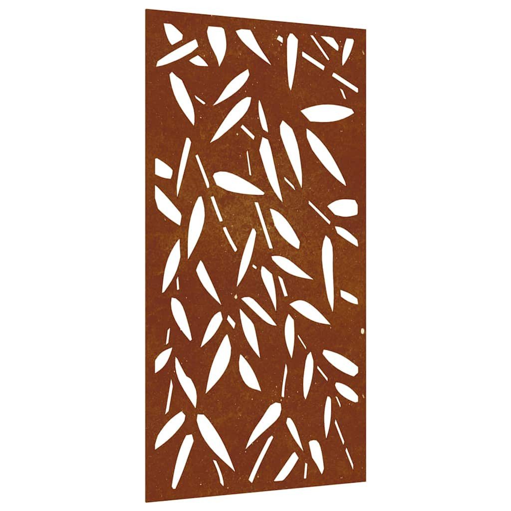 Wandbild Garten-Wanddeko 105x55 cm Cortenstahl Bambusblatt-Design