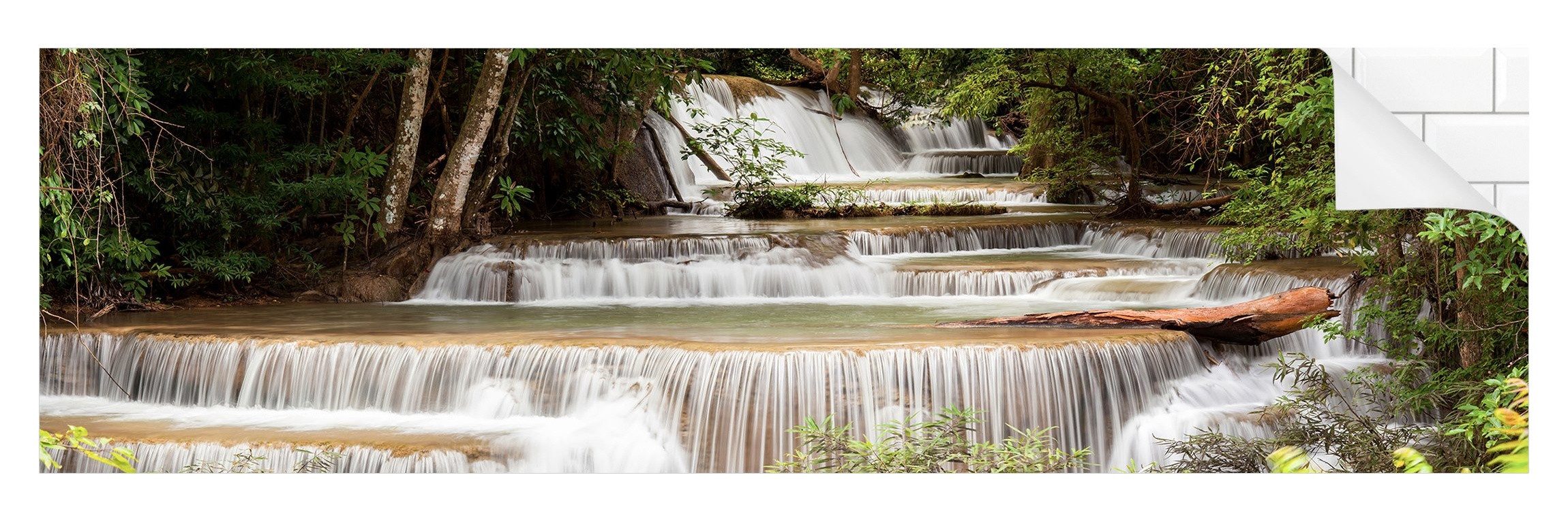 Bilderdepot24 Badrückwand grün fugenlose Wandverkleidung Bad Tropisch, (Hartfolie matt » Selbstklebend SMART 0,35 mm), wasserfestes Wandpaneel Regenwald