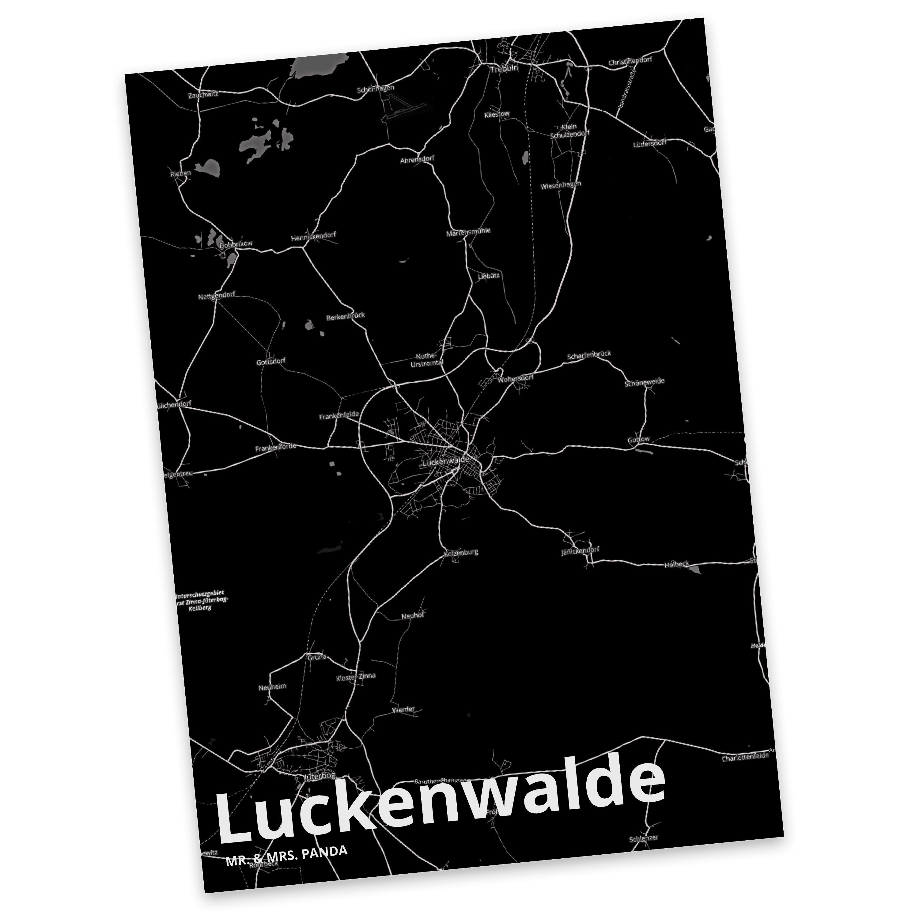 Einladungskarte, Mr. O - Mrs. & Luckenwalde Panda Dankeskarte, Postkarte Geschenk, Dorf, Städte,