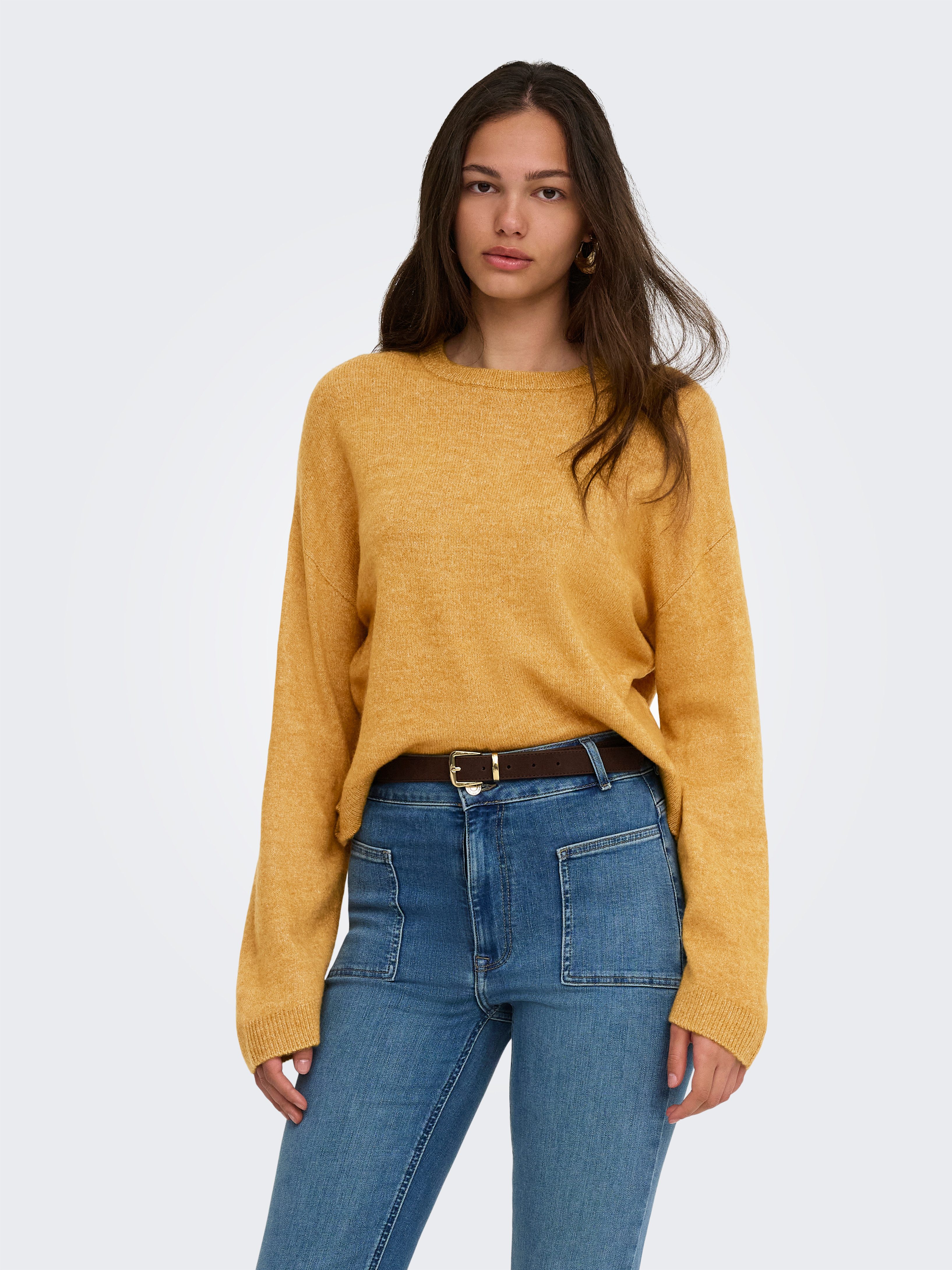 ONLY Rundhalspullover ONLSIMONI L/S O-NECK PULLOVER KNT NOOS Materialmix, regular fit