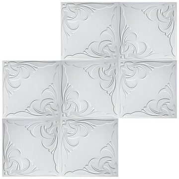 Hexim Wanddekoobjekt NR.95 (Deckenplatten aus Styropor XPS - (2QM Sparpaket 50x50cm) weiße Deckenpaneele pflegeleicht & robust Styroporplatten Paneele Deckenverkleidung)