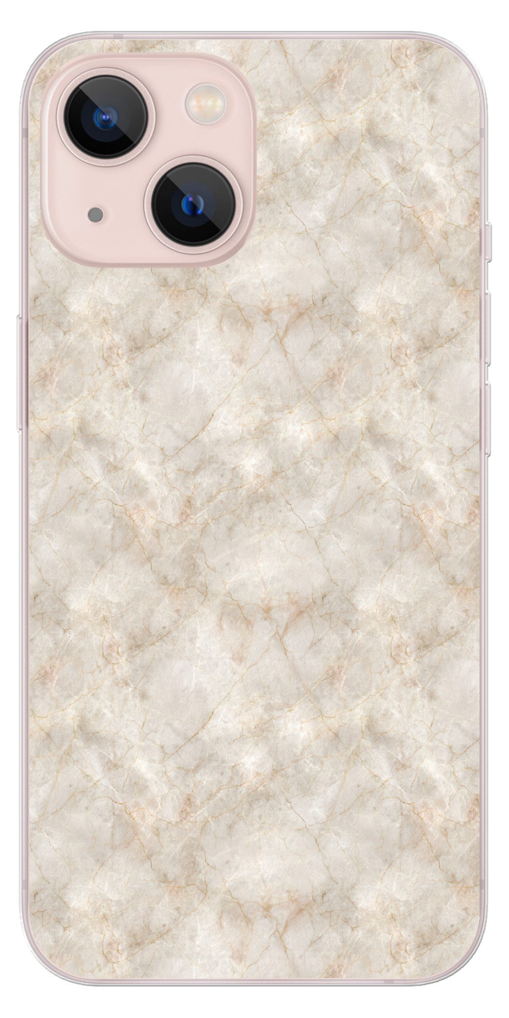 MuchoWow Handyhülle für Apple iPhone 13 Hellbeige - goldbraune Adern - Marmor, Smartphone-Bumper, Print, Handy Schutzhülle Dünn