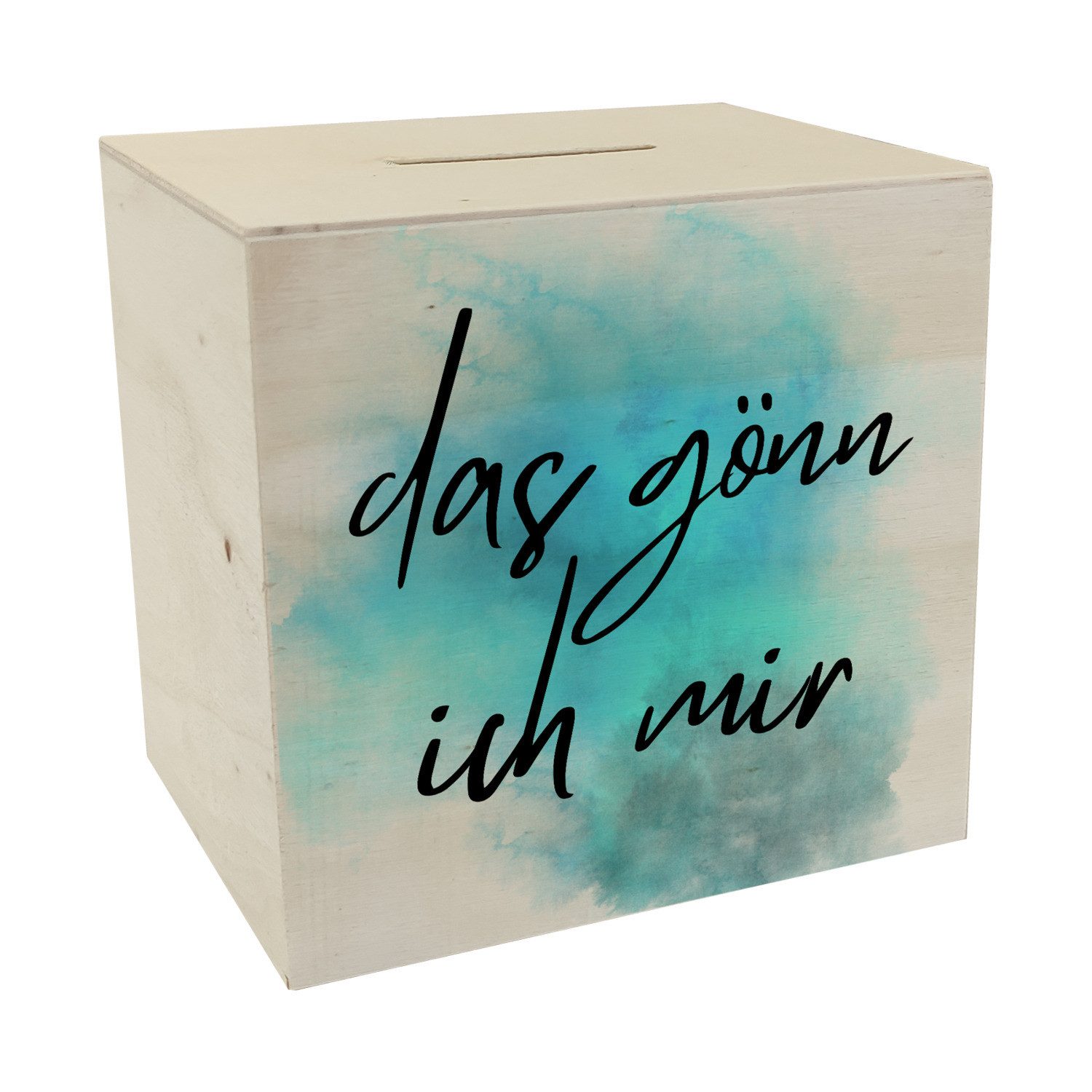 Spardose Das gönn ich mir Spardose aus Holz mit Spruch