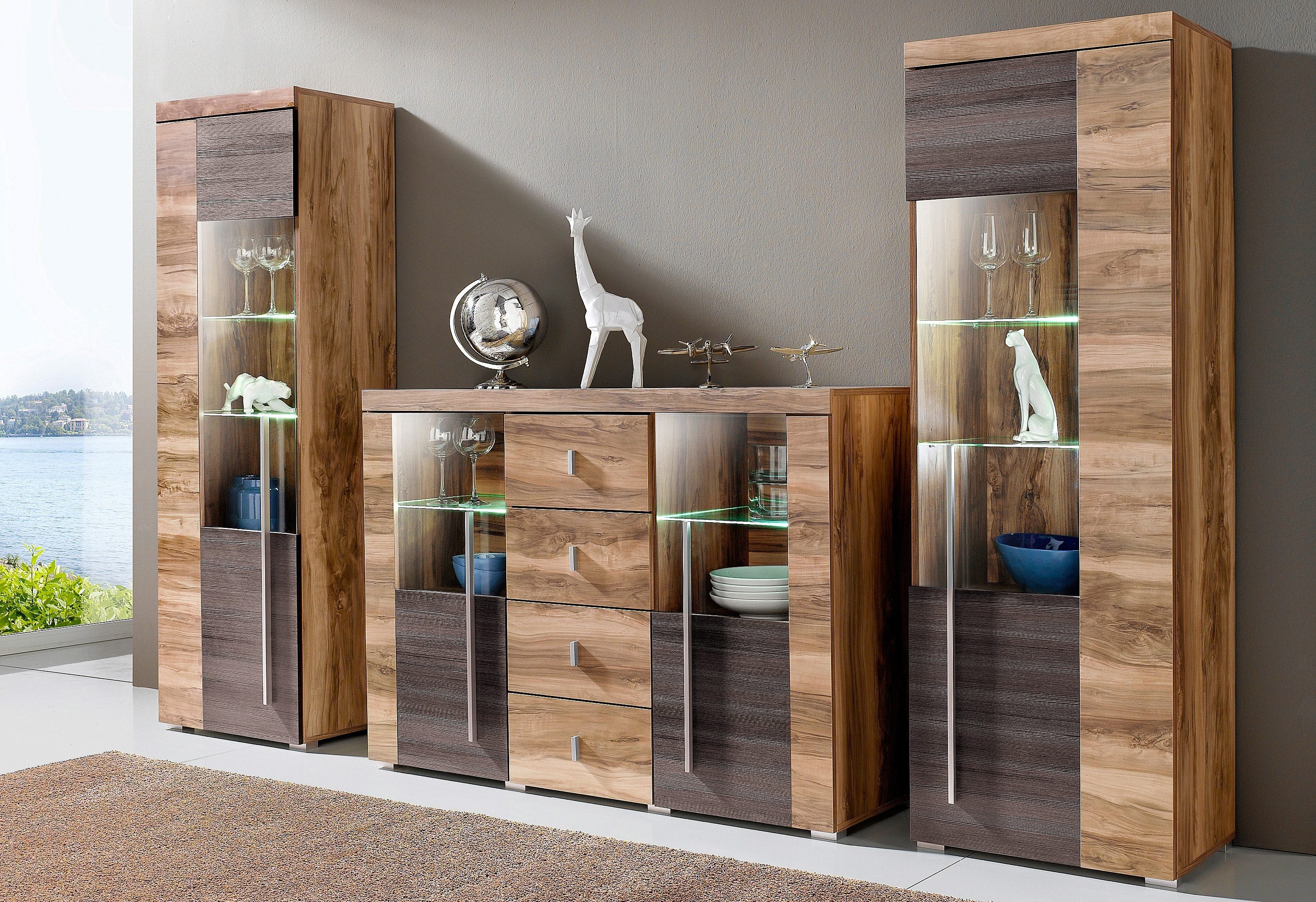 OTTO home Vitrine Roger,Höhe 160cm stilvolle Glasvitrine mit verstellbare Glasböden Standvitrine 1Trg, viel Stauraum, ohne Beleuchtung
