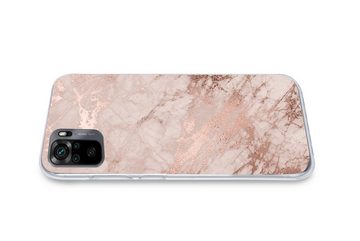 MuchoWow Handyhülle Marmor - Rosa - Luxus - Marmoroptik - Glitzer - Design, Phone Case, Handyhülle Xiaomi Redmi Note 10, Silikon, Schutzhülle