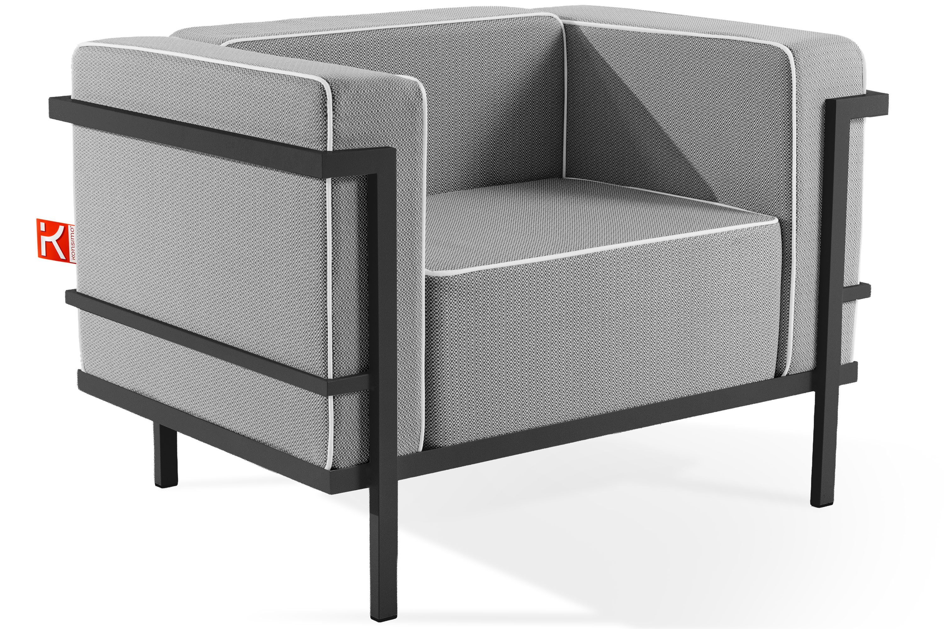 KONSIMO® Gartensessel TRIGLO Loungesessel, Stahlrahmen, hergestellt in der EU, extra bequemer Sitz, Superrobuste Bezugsstoffe, Modern