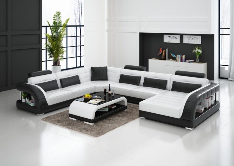 JVmoebel Ecksofa, Ledersofa Couch Wohnlandschaft Ecksofa Eck Design Modern Sofa