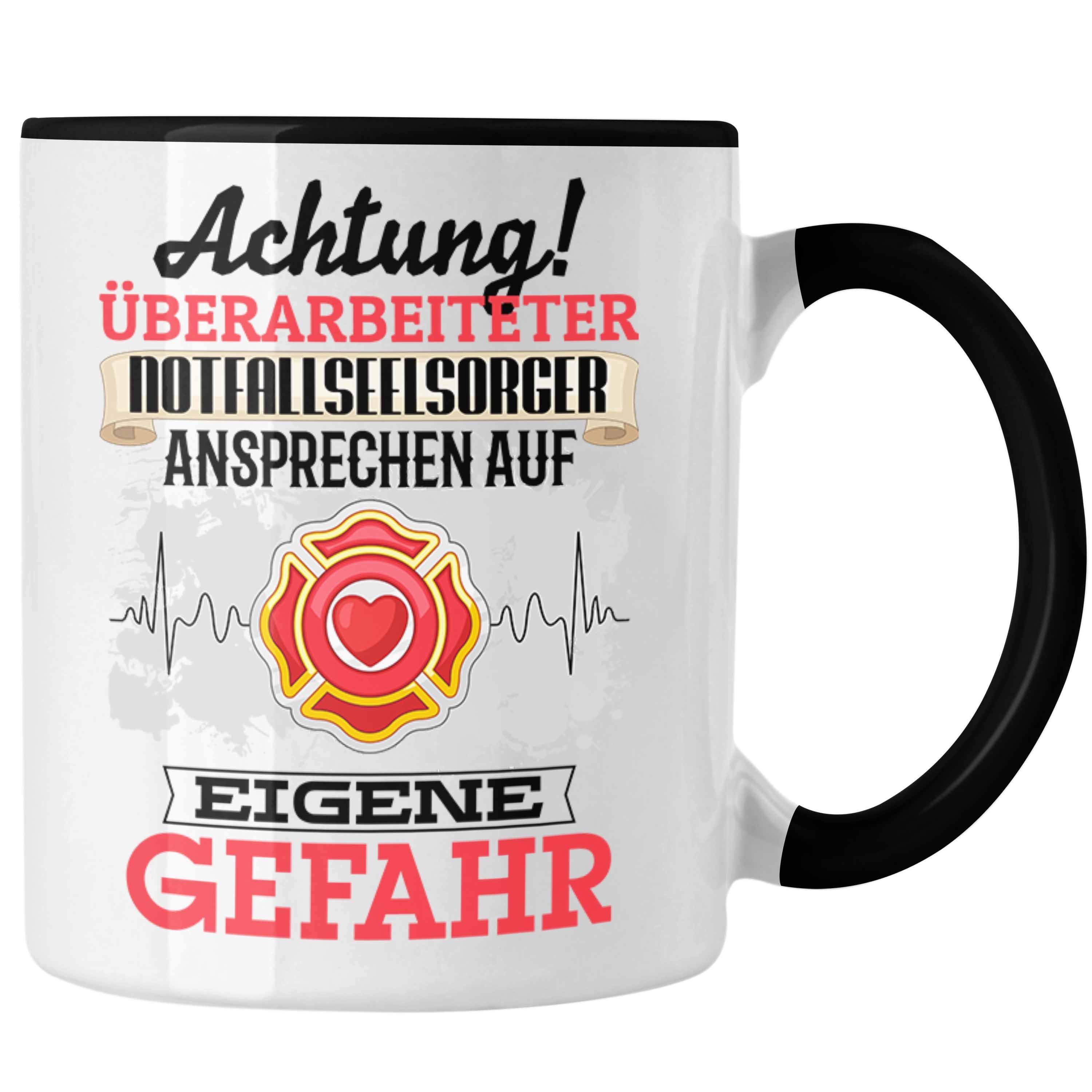 Trendation Tasse Notfallseelsorger Tasse Geschenk Lustiger Spruch Geschenkidee Kaffeebe Schwarz