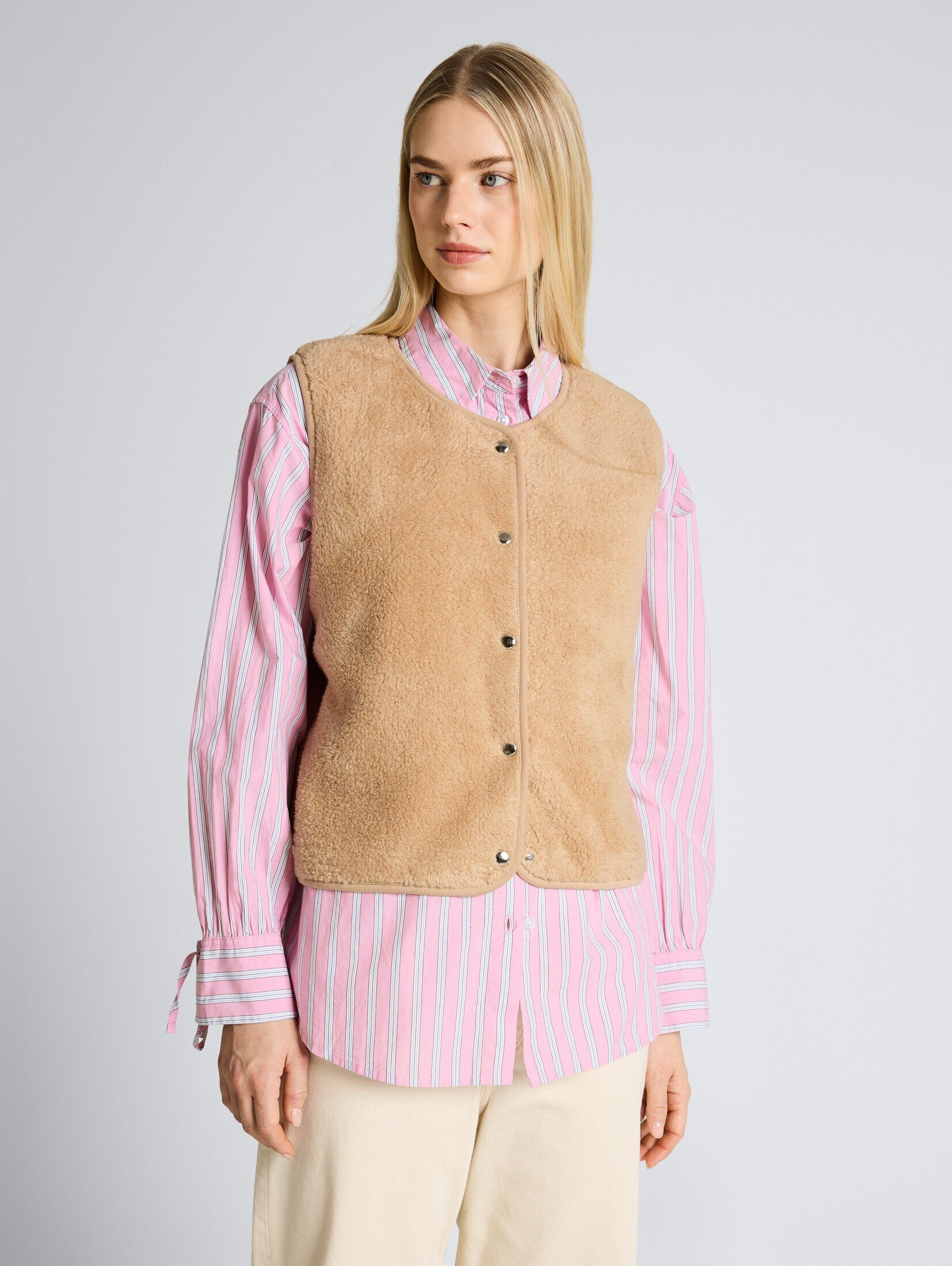 TOM TAILOR Denim Sweatjacke Strick & Sweatshirts Loose Fit Teddy Weste