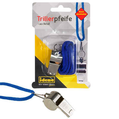 Idena Trillerpfeife Idena 40187 - Triller-Pfeife aus Metall, Signal-Pfeife mit blauem