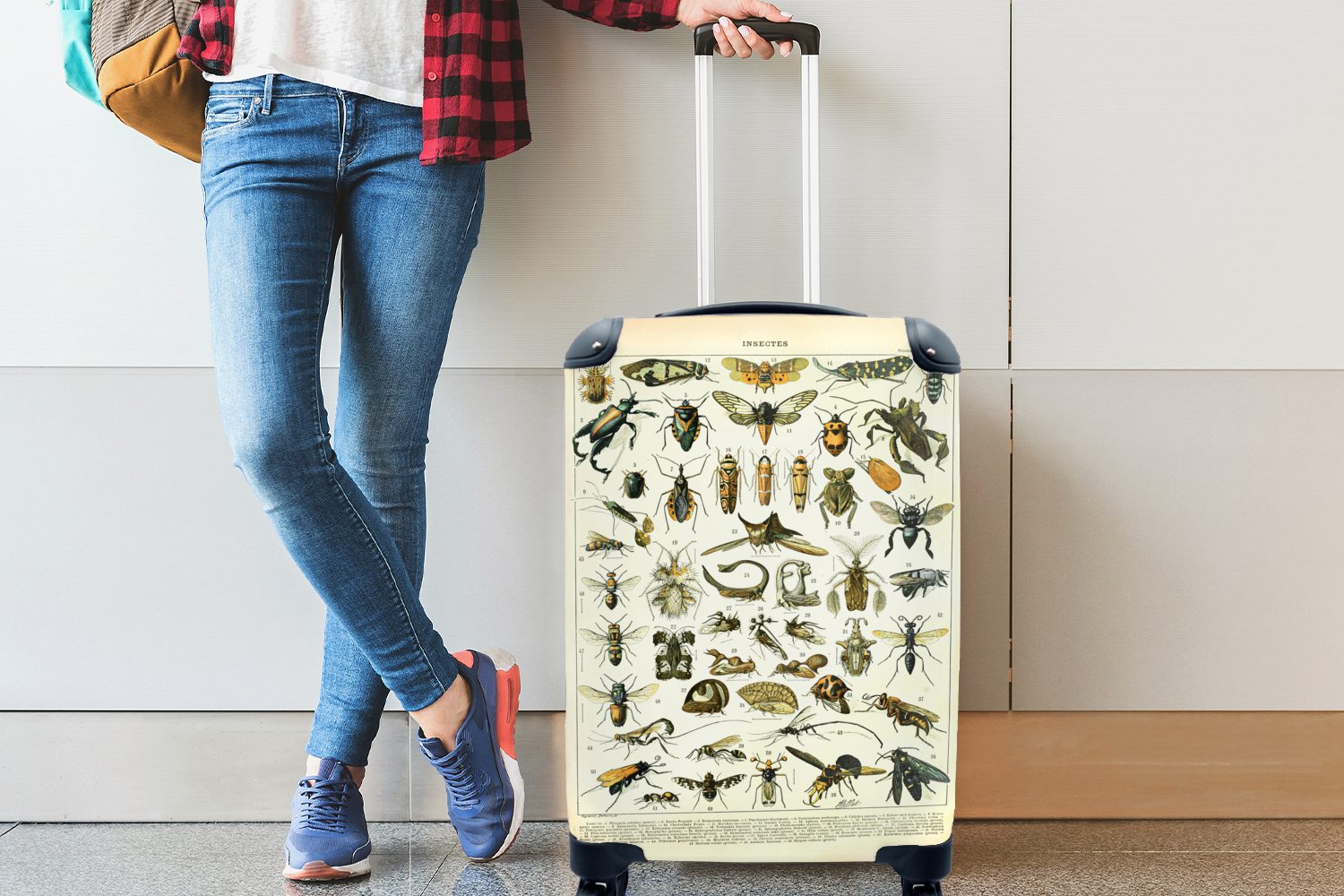 Jahrgang, Trolley, Reisekoffer Tiere mit für Insekten - 4 Handgepäckkoffer Reisetasche rollen, MuchoWow Rollen, - Ferien, Handgepäck