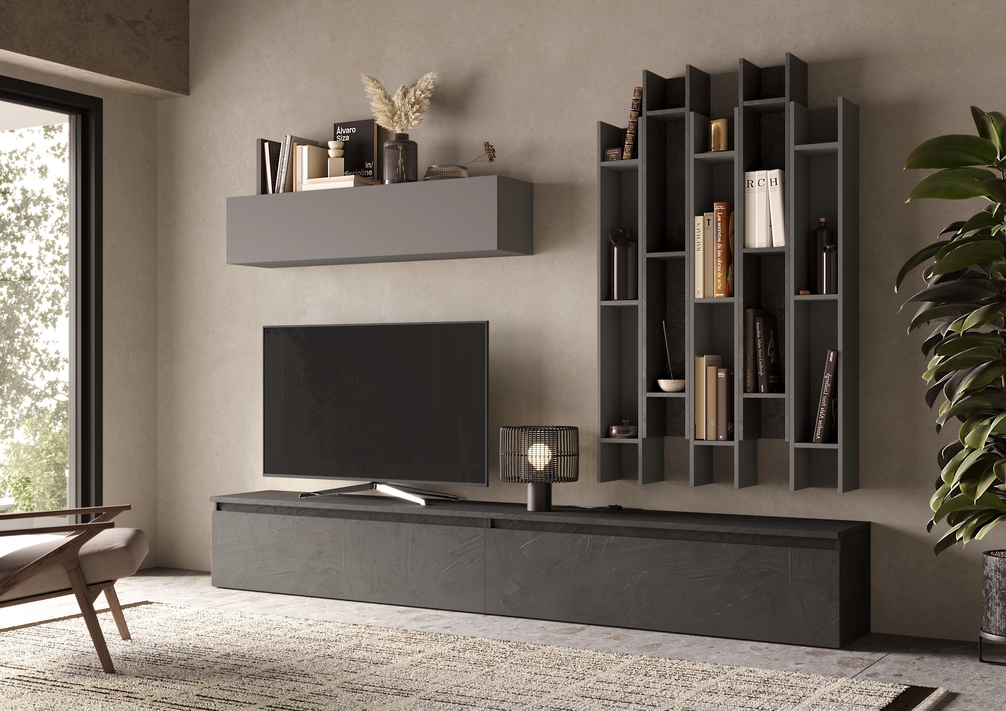 Home affaire Wohnwand Infinity, 8tlg. Breite 276 cm, Höhe variabel, Schrankwand, Anbauwand, (2x Lowboard, Hängeschrank, 5x Wandregal)