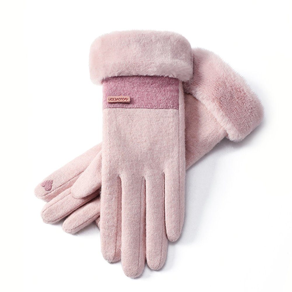 Sport Outdoor Wolle Handschuhe Damen Rosa ManKle Fahrradhandschuhe Winterhandschuhe für Touchscreen