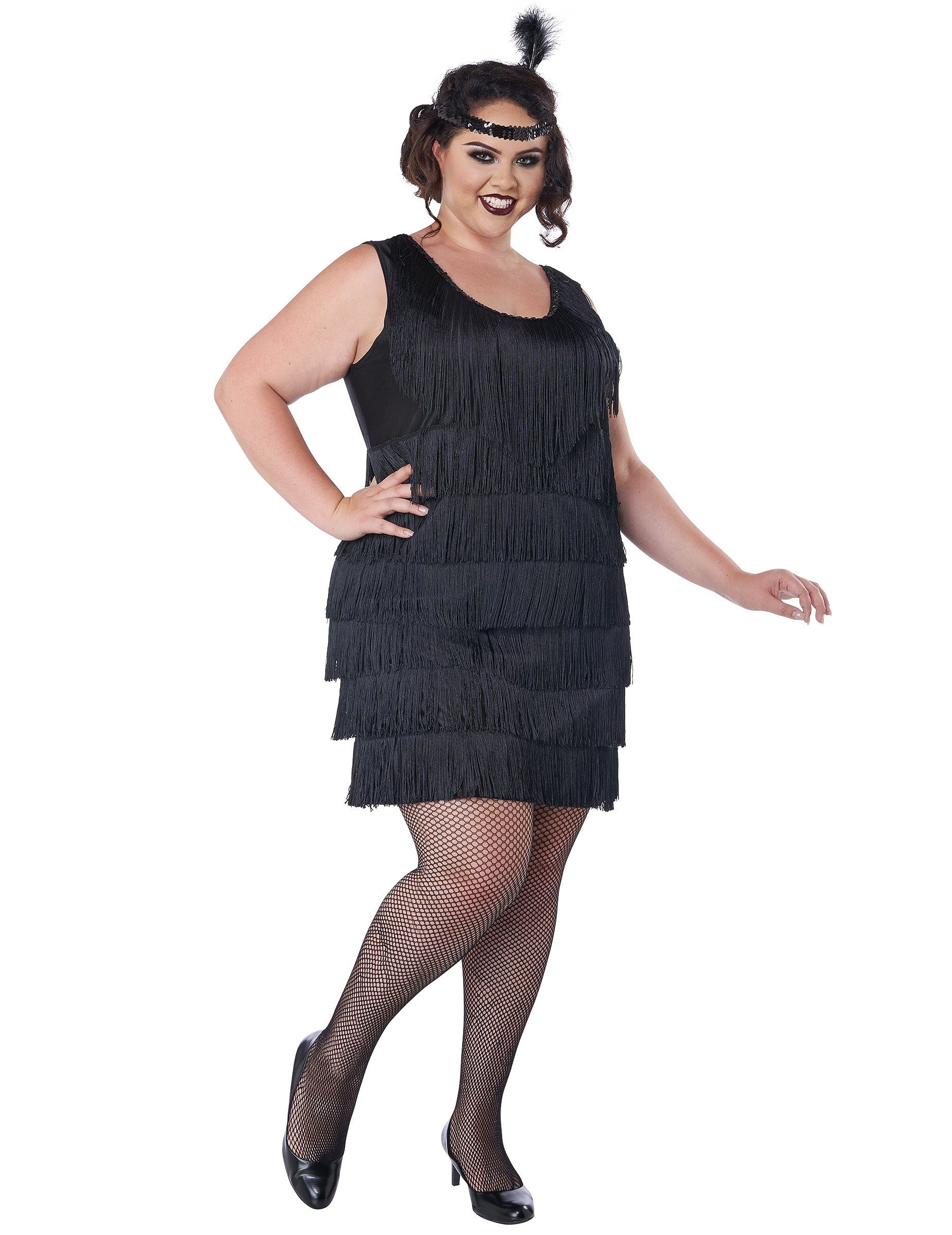 JADEO Kostüm Charleston Flapper-Damenkostüm Plus Size schwarz