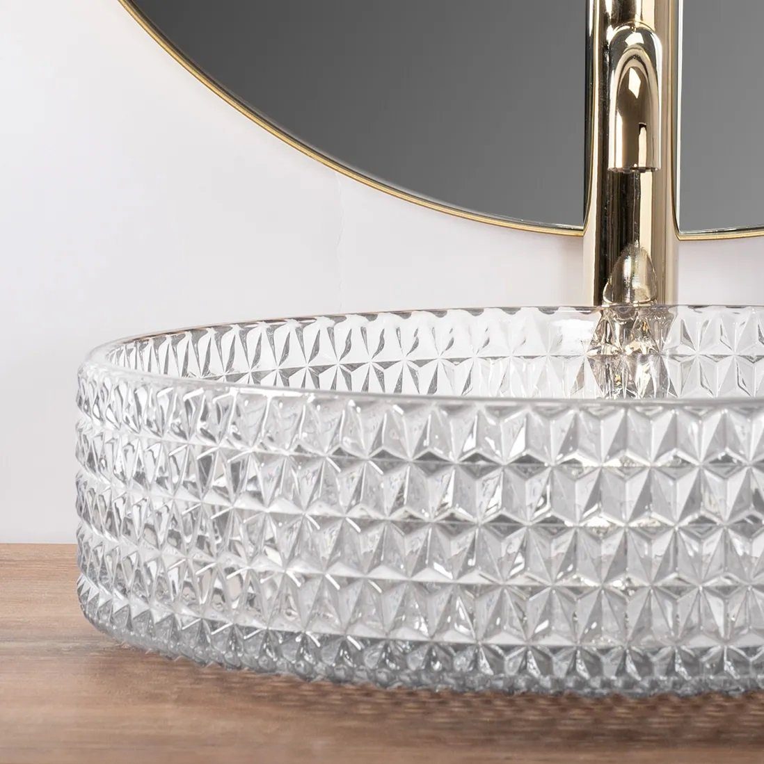 wohnwerk.idee Aufsatzwaschbecken Glaswaschbecken Cristal Ø35,5 Ø39 Schwarz Grau Weiß