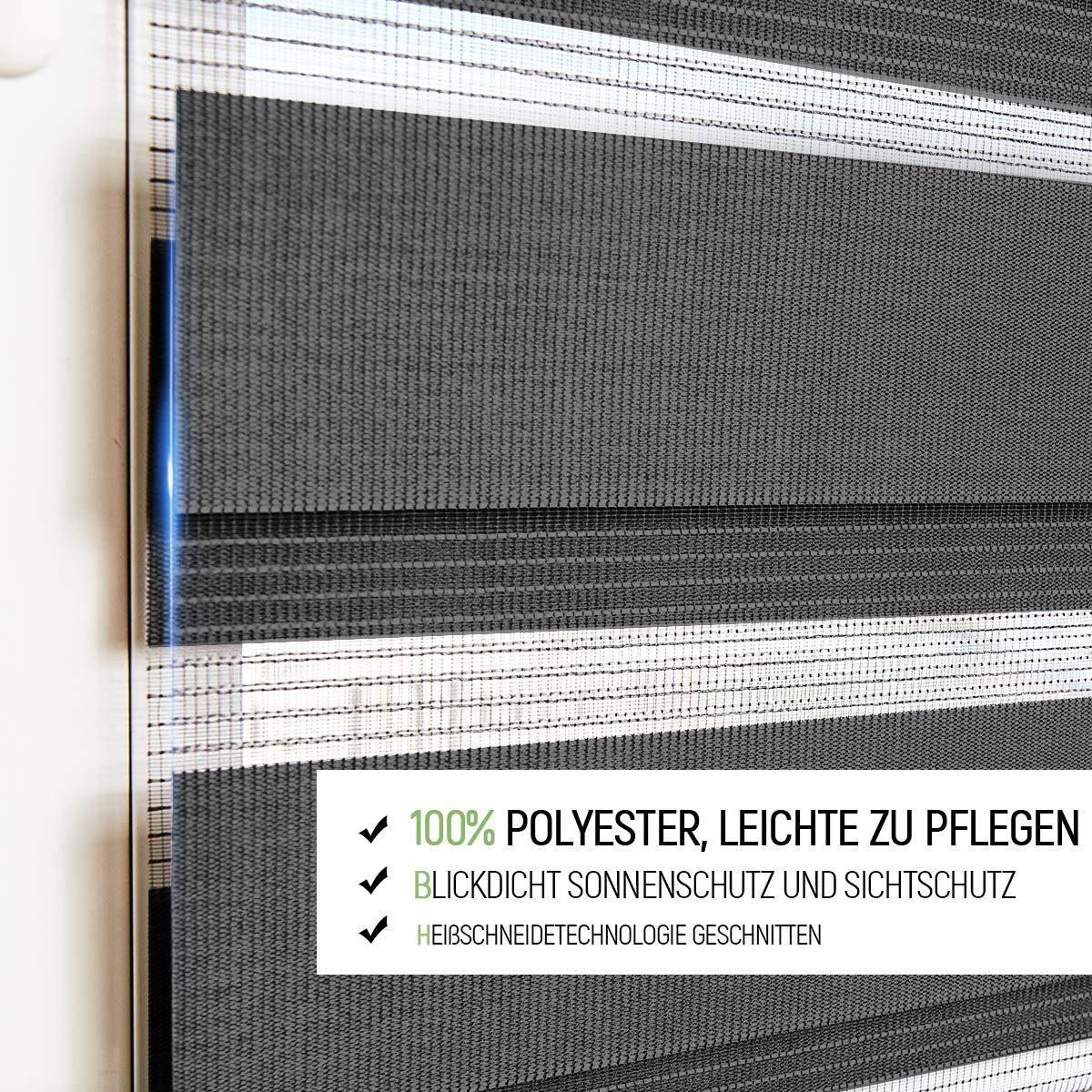 Doppelrollo Klemmfix ohne Bohre, OUBO, verdunkelnd, Fensterrollo Seitenzugrollo Blickdicht, Für Fenster und Tür mit Klämmträger lichtdurchlässig verdunkelnd