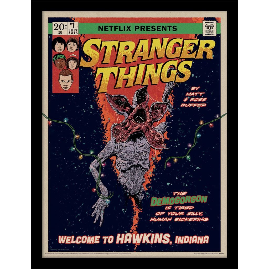 Stranger things Bild mit Rahmen Demogorgon Comic, Gerahmtes Bild Kunstdruck