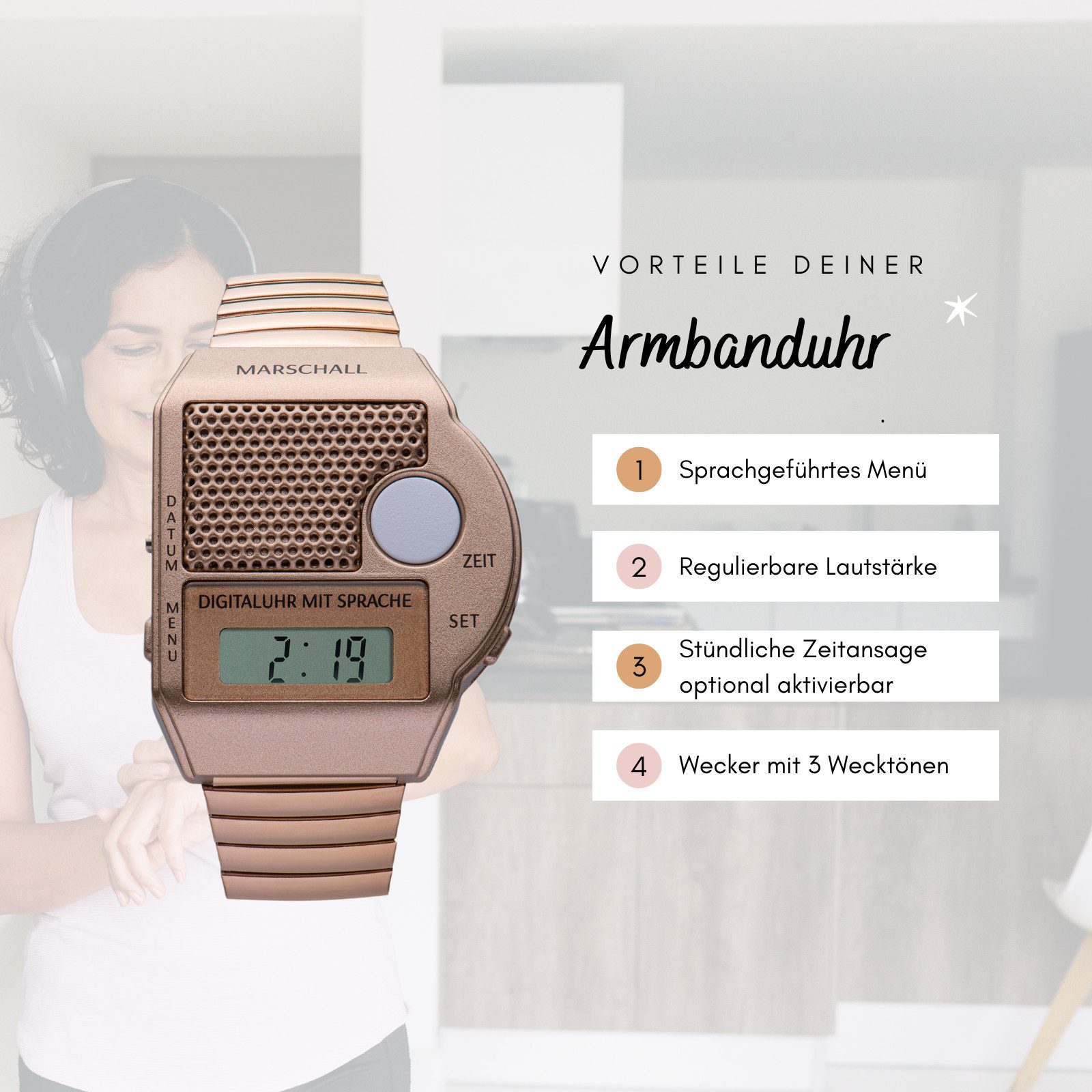 Marschall Versand Digitaluhr Sprechende Armbanduhr mit günstig online kaufen