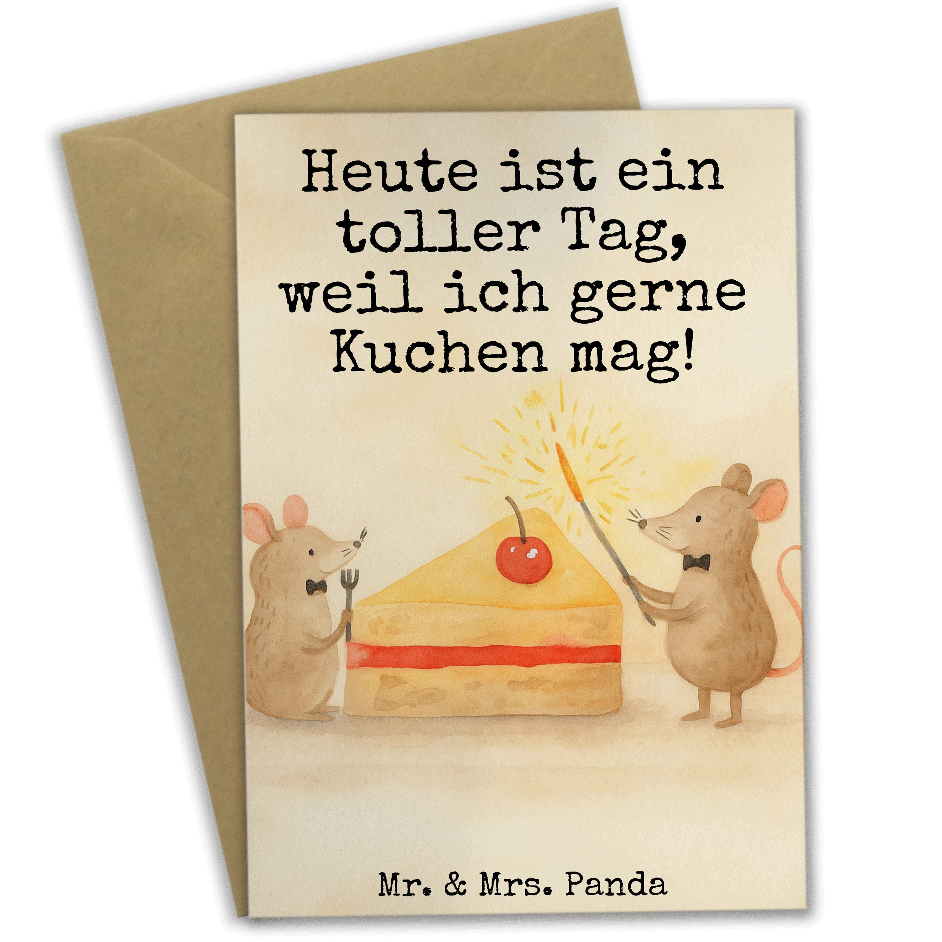 Mr. & Mrs. Panda Grußkarte Mäuse Kuchen Design, Grußkarte, Weiß, Party, Geburtstag, hungrig, Leb, Geburtstagskarte Grußkarte Glückwunschkarte