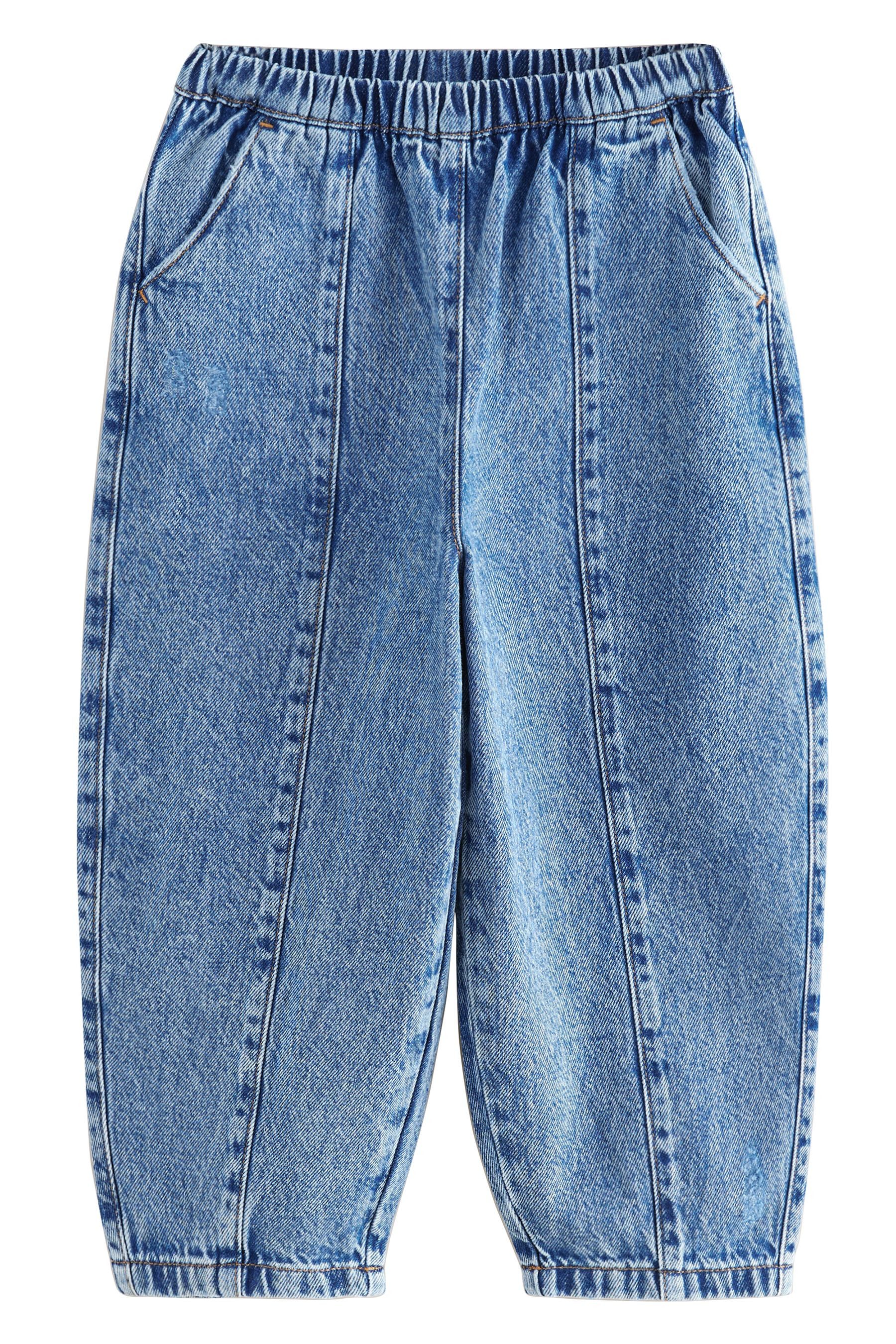 Next Schlupfjeans Barrel-Jeans mit Gummibund 100 % Baumwolle (1-tlg)