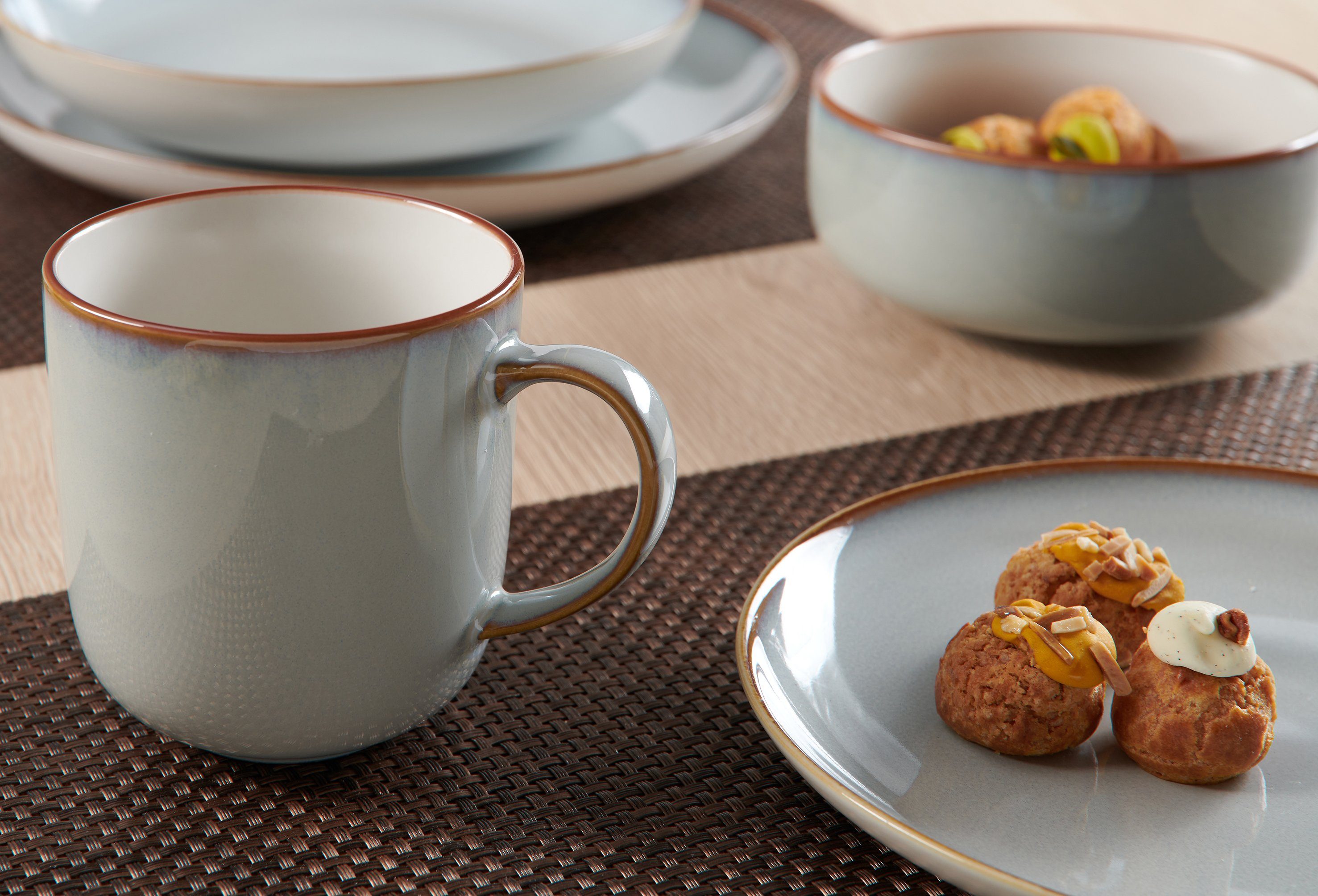 Ritzenhoff & Breker Frühstücks-Geschirrset Portofino (Teller, Schale, Kaffeebecher) (12-tlg), 4 Personen, Steinzeug, Reativglasur, jedes Teil ein Unikat, 12 Tei – Bild 5 von 5