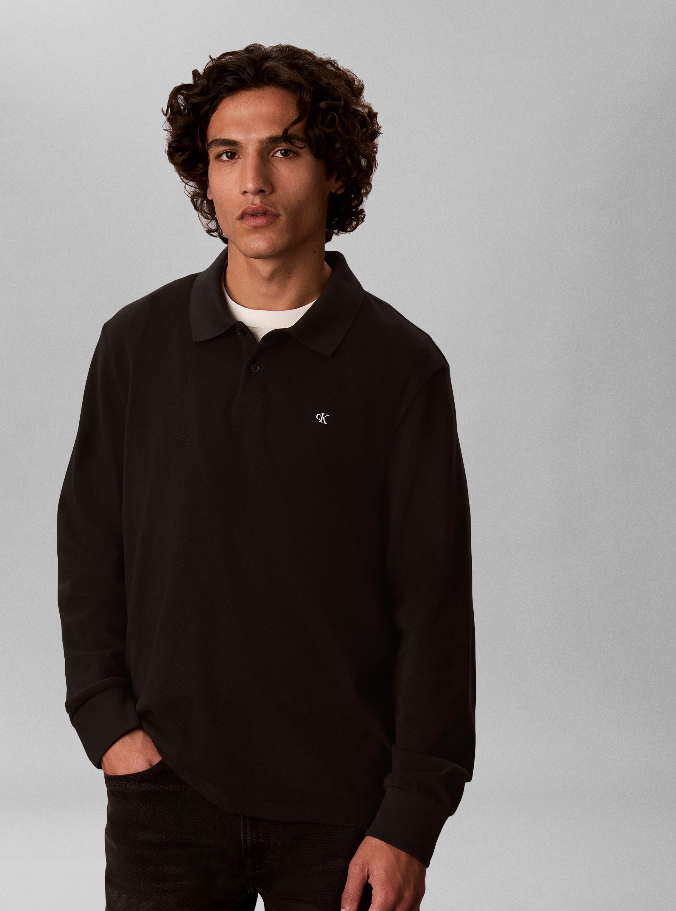 Calvin Klein Jeans Langarm-Poloshirt PIQUE EASY POLO Regular fit mit Polokragen