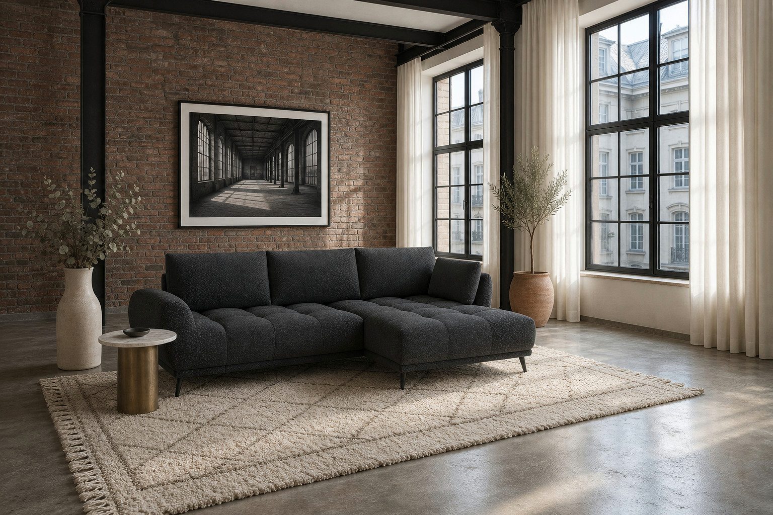 foamnova Ecksofa Ferrara, mit Recamiere, Maße B 270 × T 169 × H 68 cm, Ecksofa mit Nosag-Federung, abgesteppte Polster