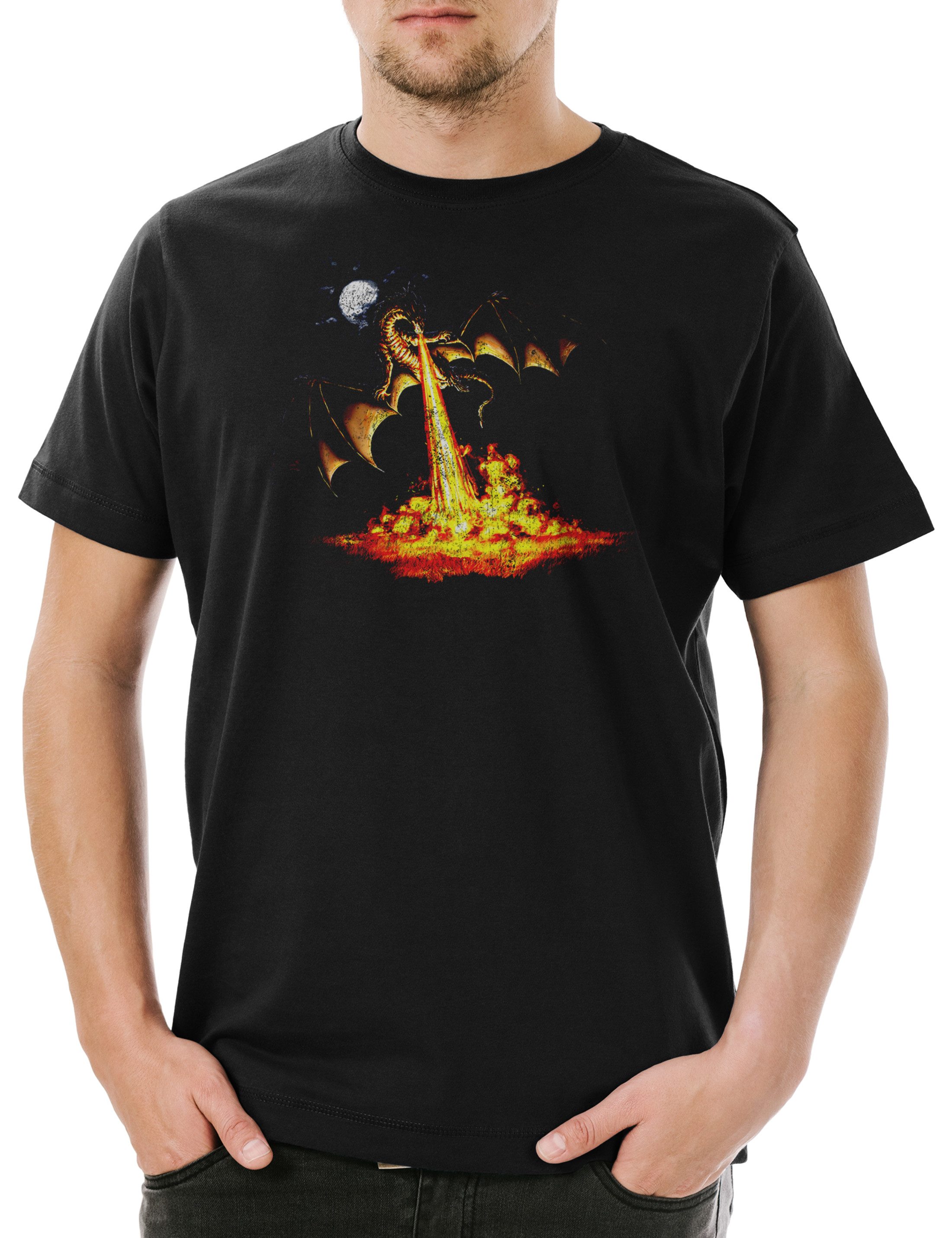 Print-Shirt Dragon III Herren T-Shirt Drache Fantasy Tattoo Monster Drachen