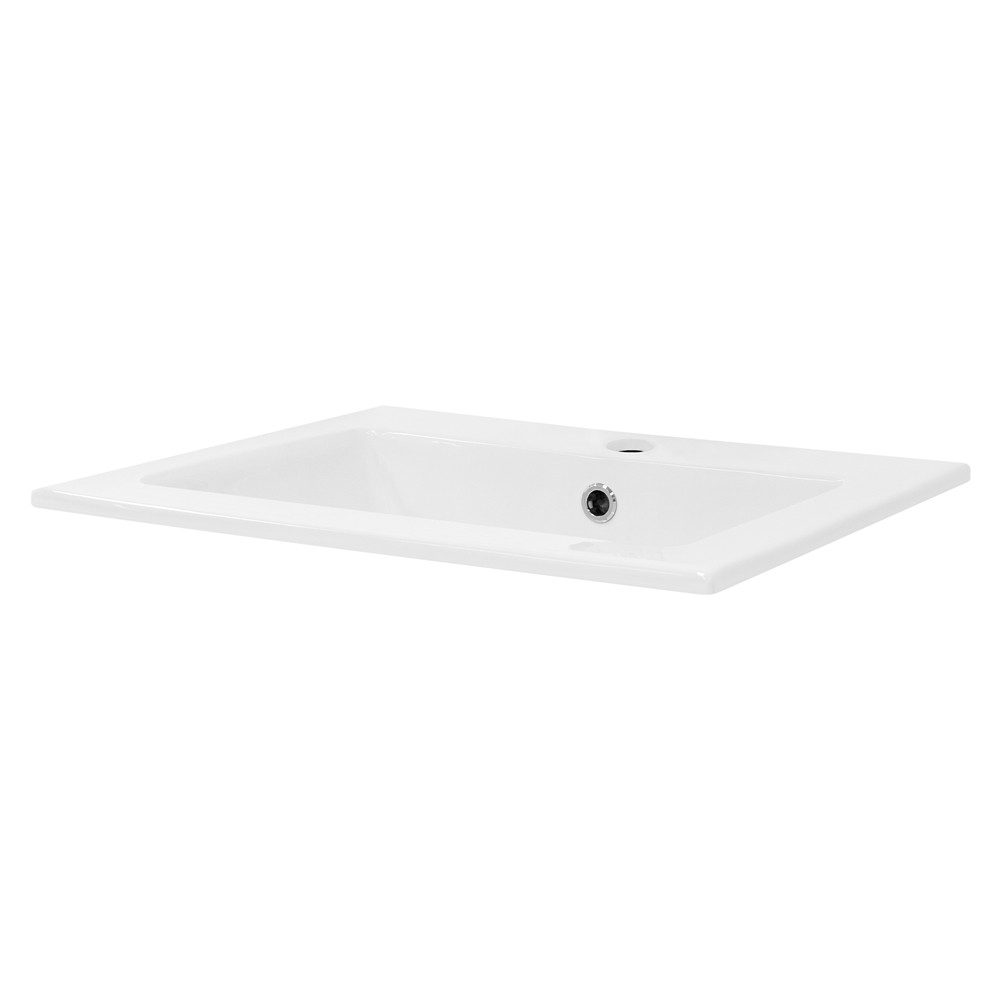 LuxeBath Waschbecken Waschtisch Aufsatzwaschbecken aus Keramik für Badezimmer / Gäste-WC, Aufsatzwaschtisch Handwaschbecken Eckig 52,5x45x21 cm Weiß