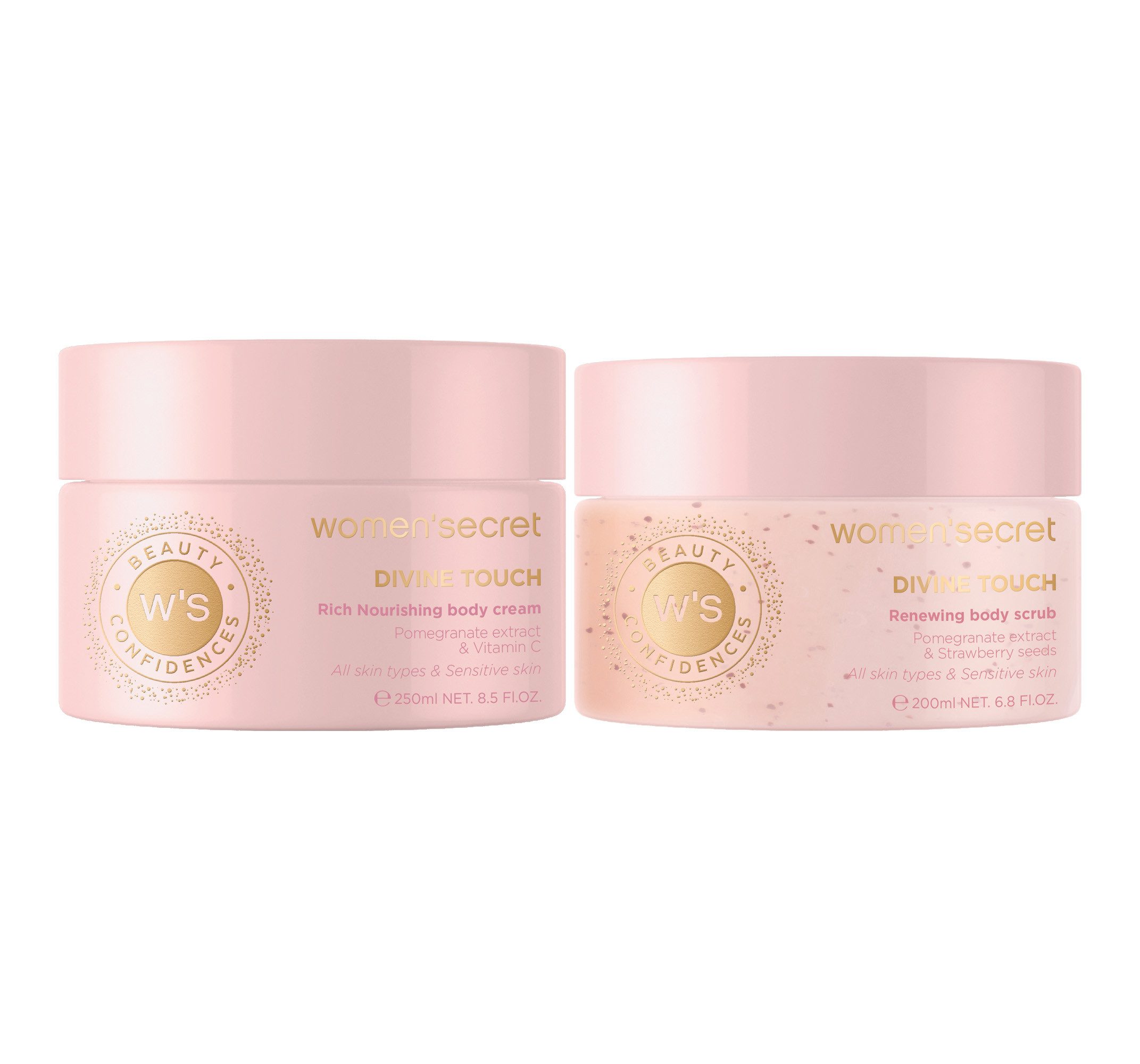 women'secret Körperpeeling Giftset - S - Divine Touch, 2-tlg., B.Cream 250ml + B.Scrub 200ml