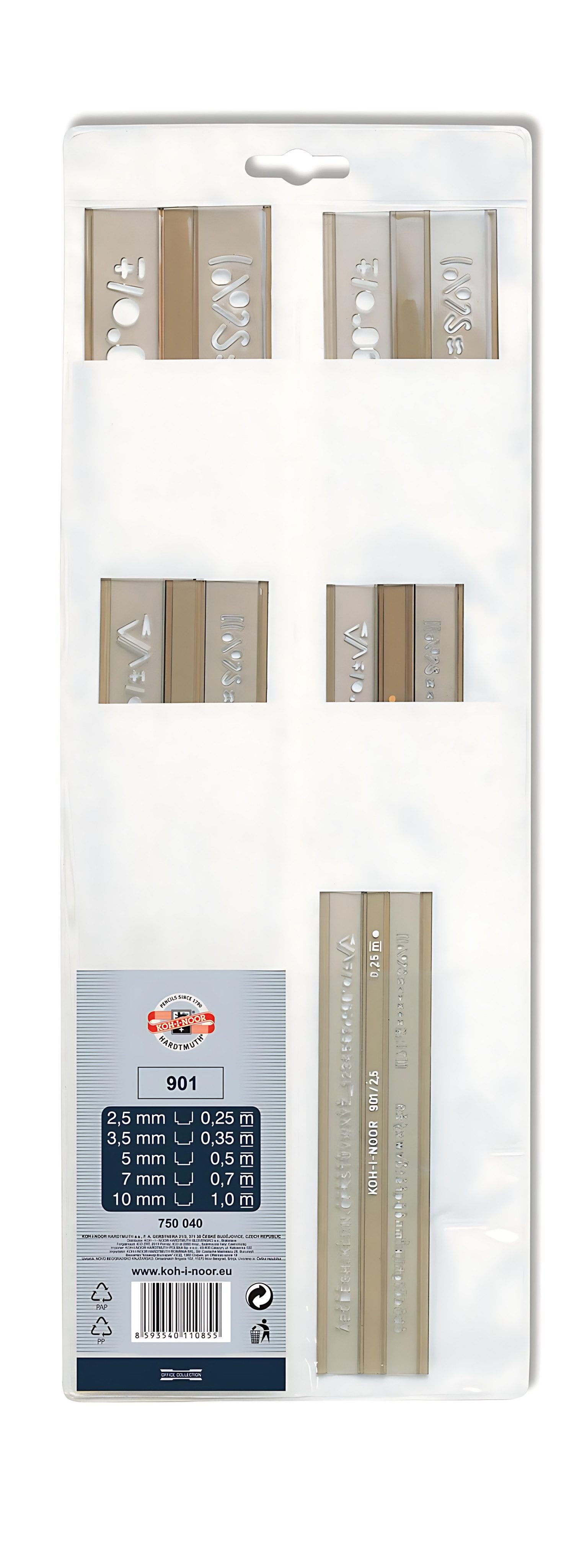 KOH-I-NOOR Zeichenlineal KOH Schablone - Schriftschablonen 5er Satz