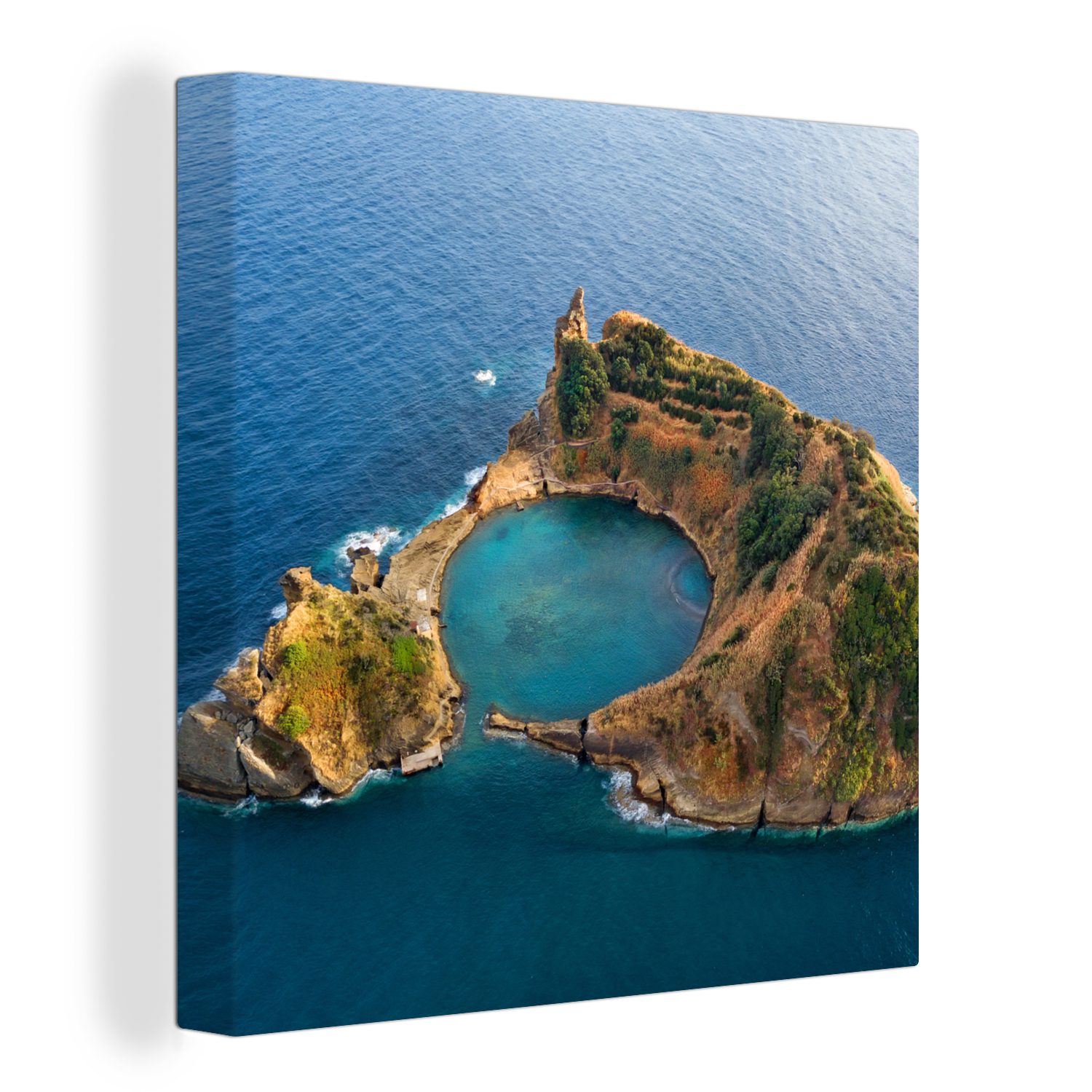OneMillionCanvasses® Leinwandbild Azoren - Wasser - Vulkan, (1 St), Leinwand Bilder für Wohnzimmer Schlafzimmer
