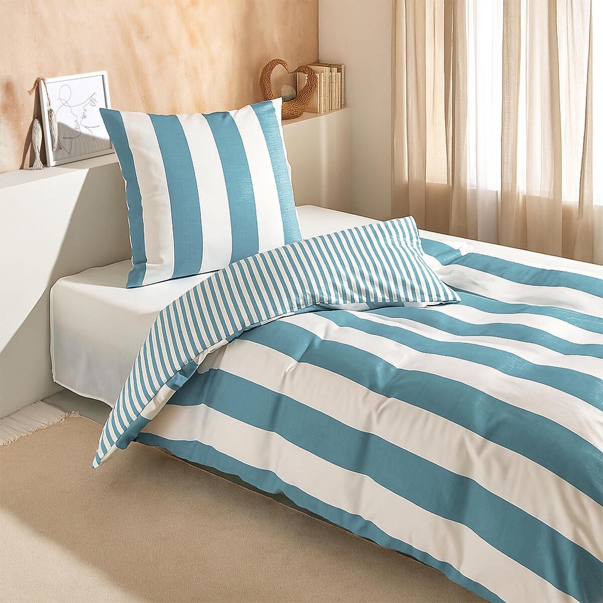 TRAUMSCHLAF Постельное белье Los Angeles, Mako Satin, 2 teilig, hochwertige Satin Постельное белье in Streifen-Wendeoptik