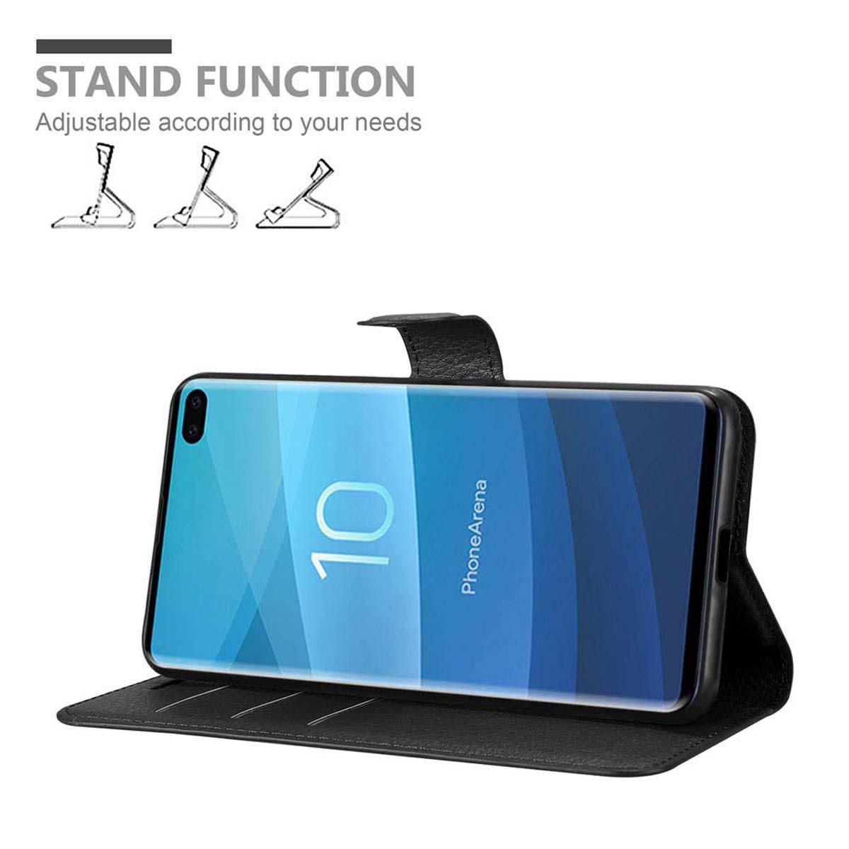 Cadorabo Handyhülle für Samsung Galaxy S10 PLUS Hülle Samsung Galaxy S10 PLUS, Hülle Schutzhülle mit Standfunktion, Kartenfach und Magnetverschluss